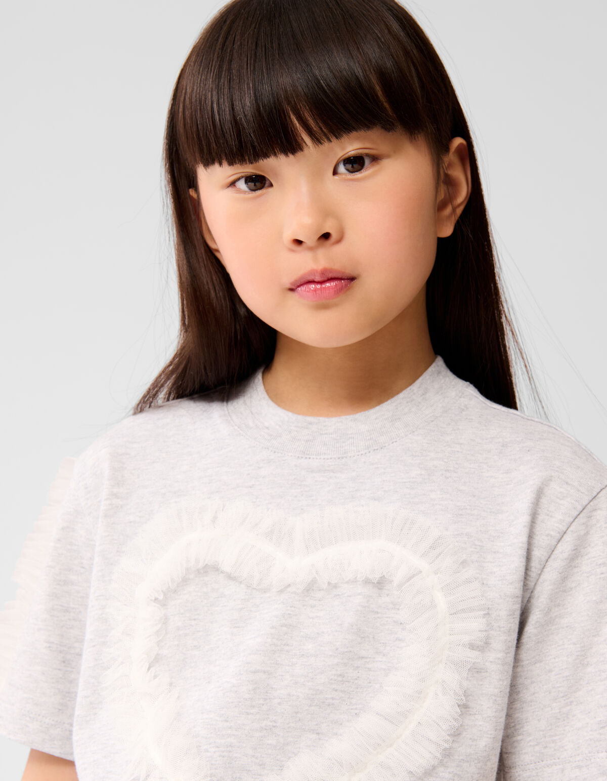 Mesh Heart T-shirt Hellgrau SHOEBY GIRLS