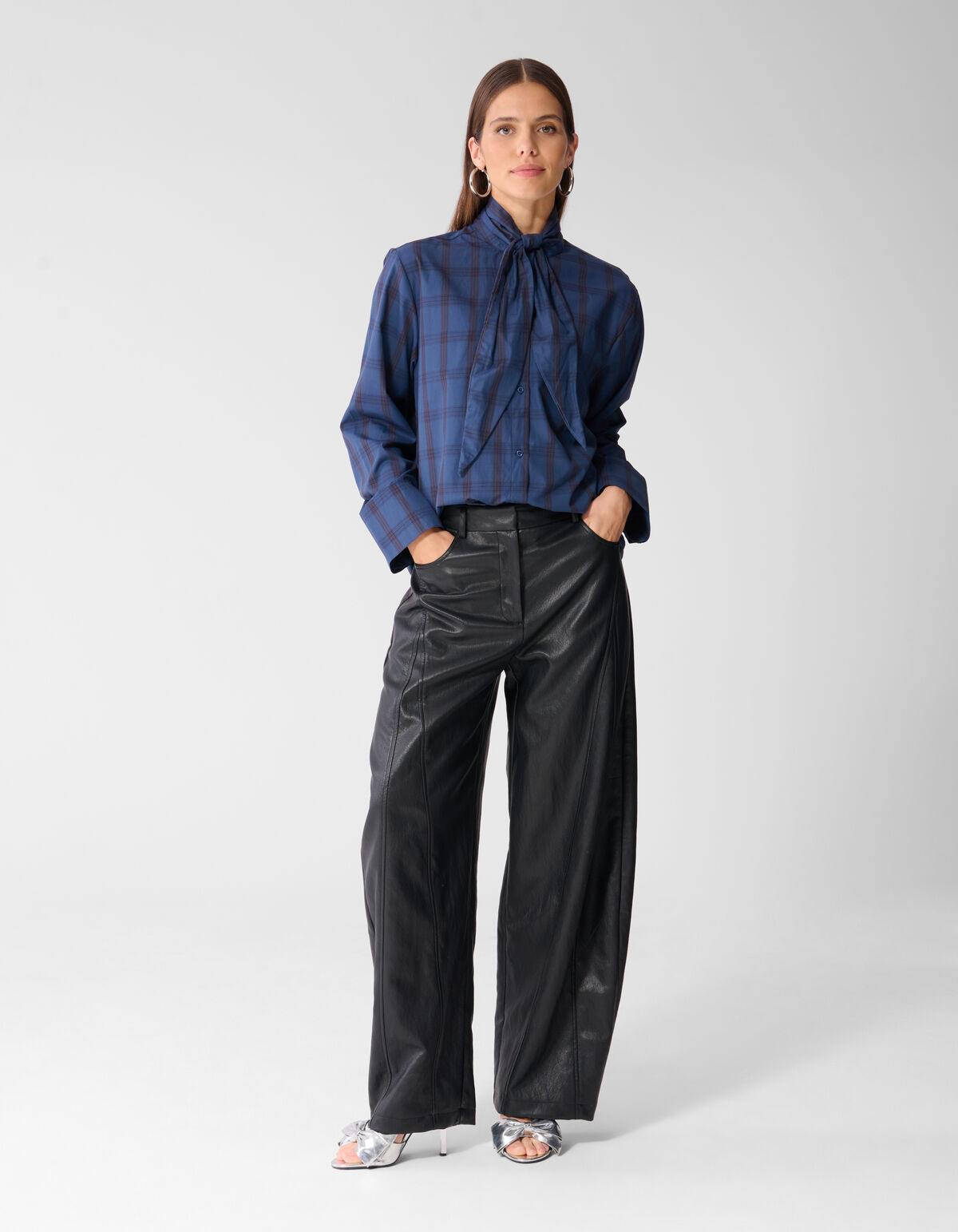 Bluse im Oversize-Schnitt mit Schal Blau SHOEBY WOMEN