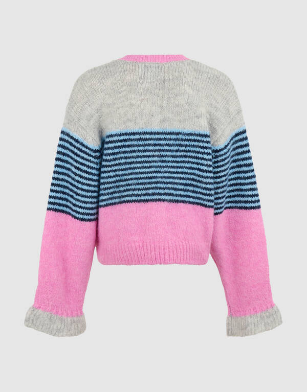 Fluffy Gestreifte Strickjacke Rosa SHOEBY GIRLS