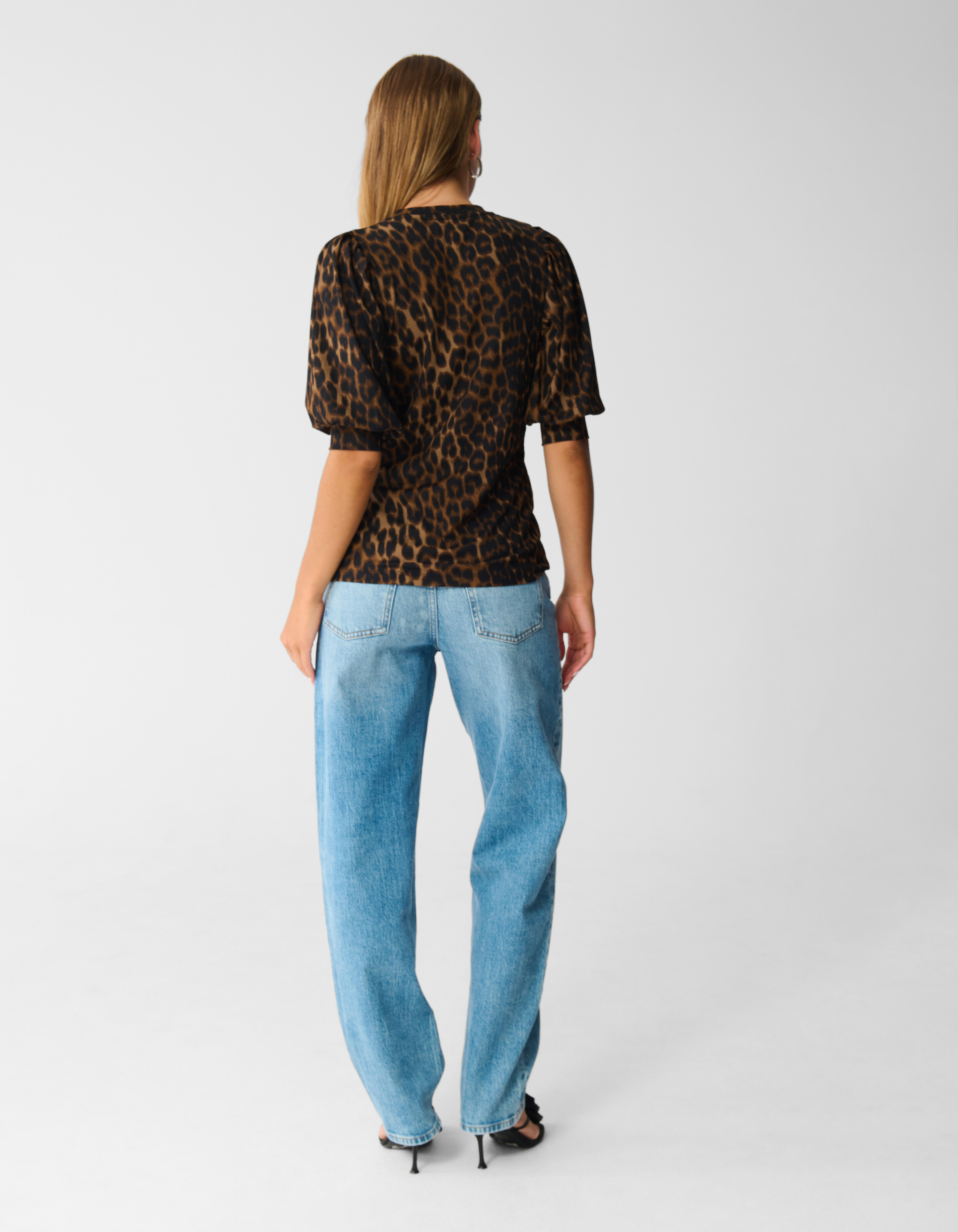 Rippstrick-Leopard-Top Braun SHOEBY WOMEN