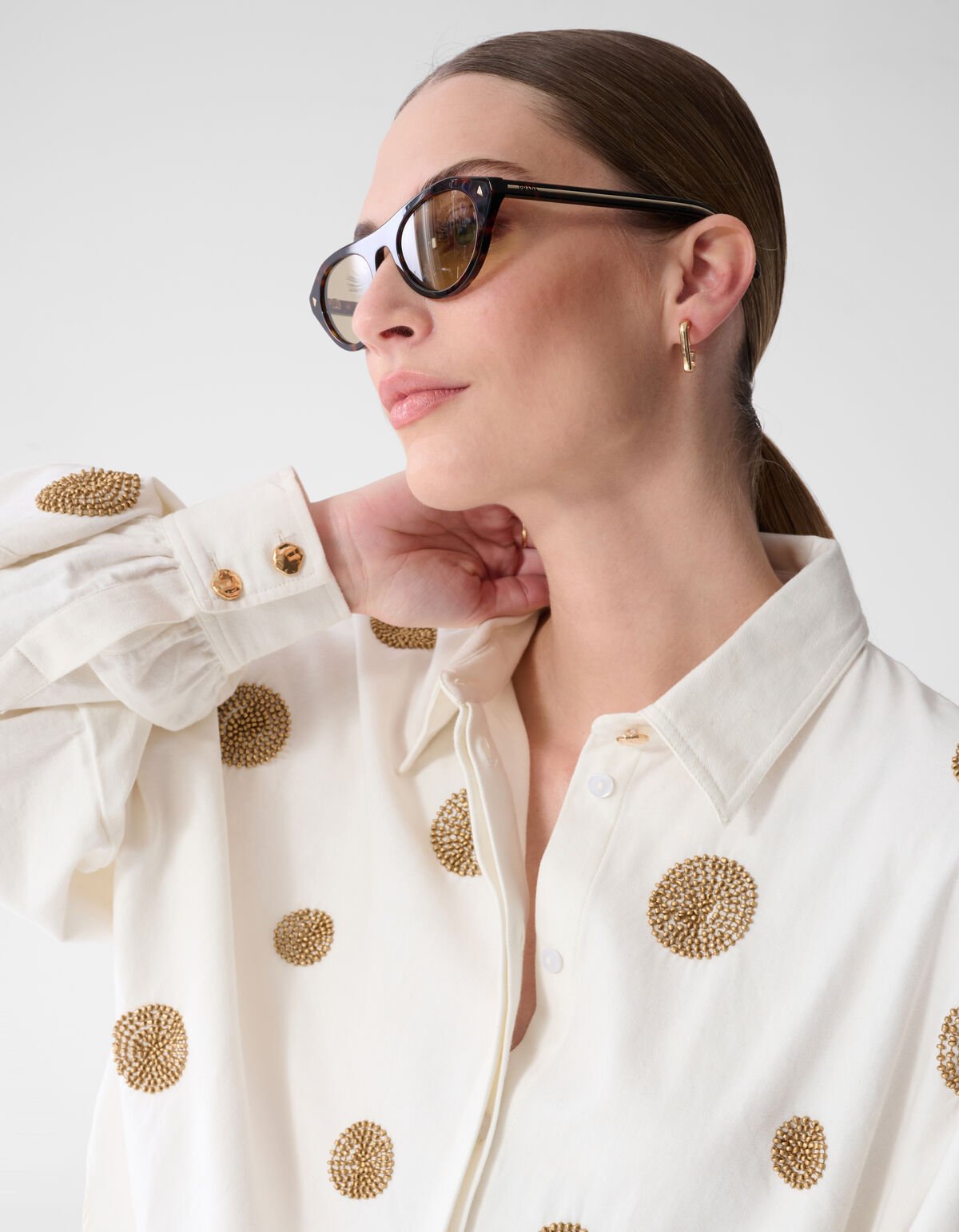 Perlenbesetzte Stippenbluse Wei&szlig; von Mieke SHOEBY WOMEN