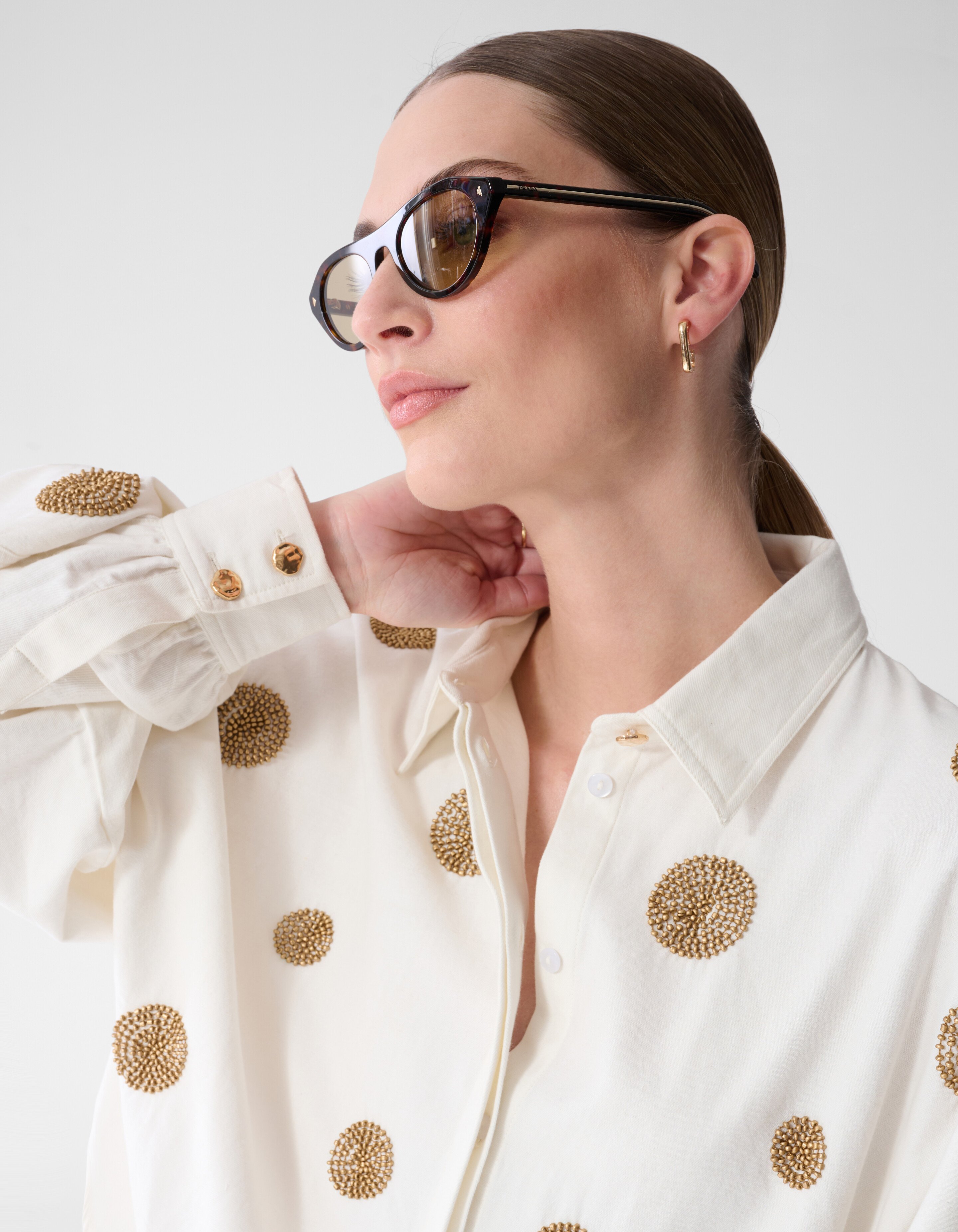 Perlenbesetzte Stippenbluse Wei&szlig; von Mieke SHOEBY WOMEN