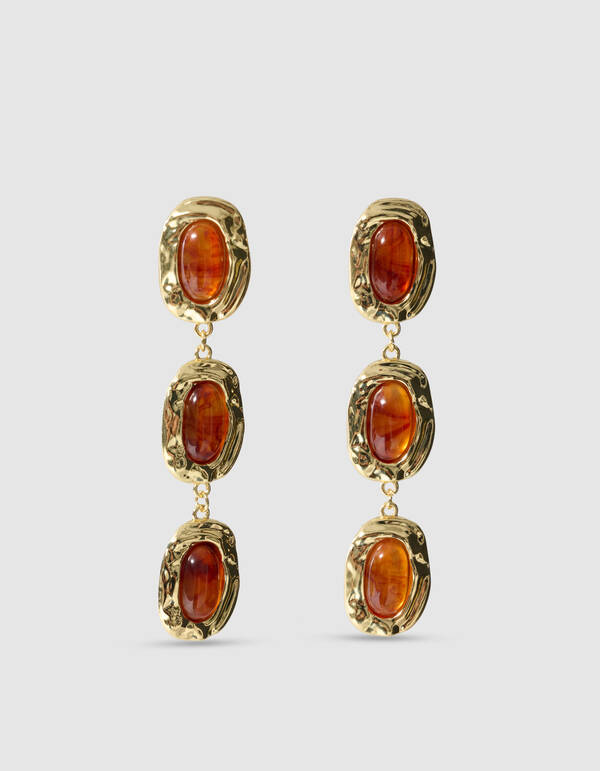Triple Stone Ohrringe Orange/Gold SHOEBY ACCESSOIRES