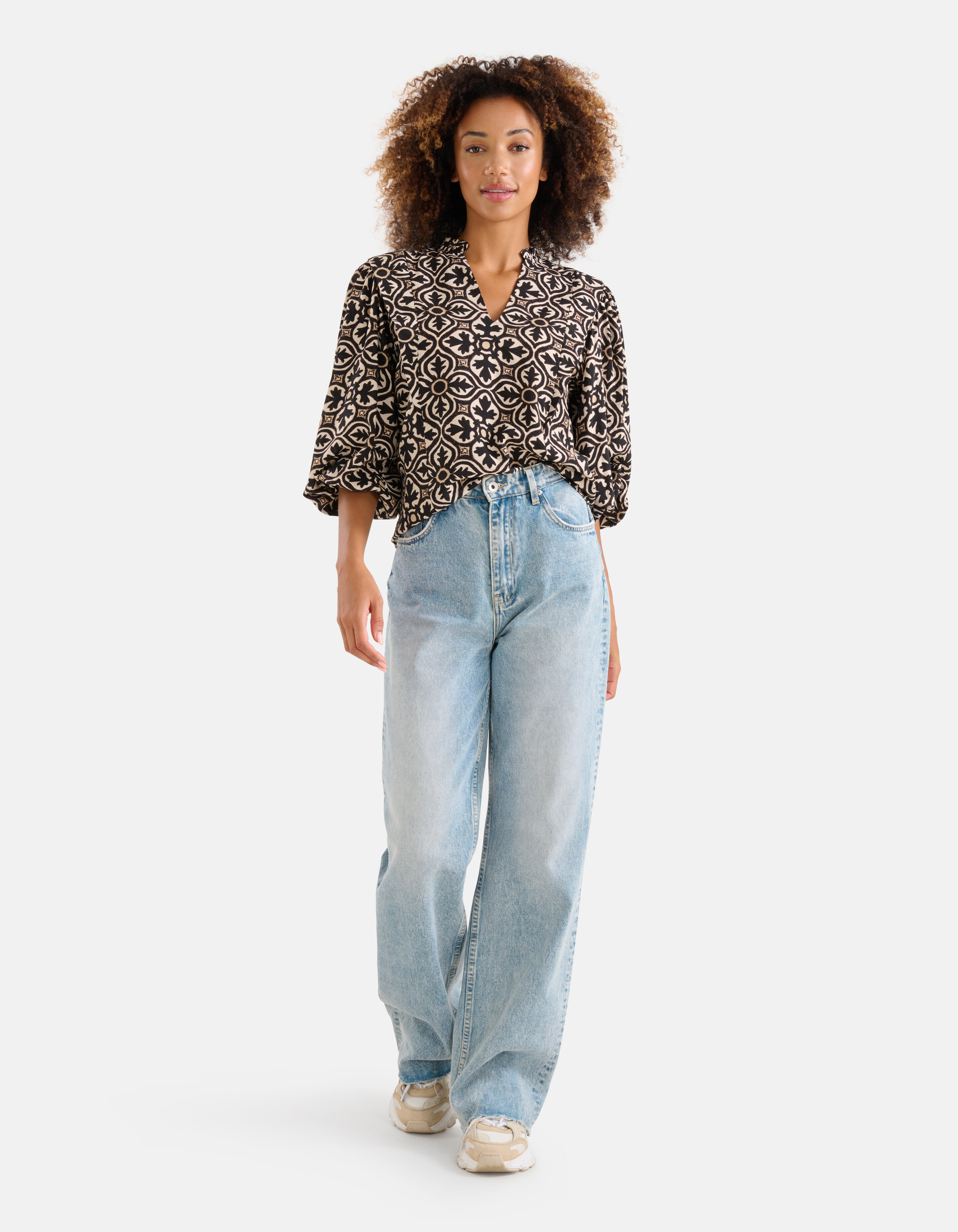 Bedruckte Bluse Schwarz/ Off-white SHOEBY WOMEN