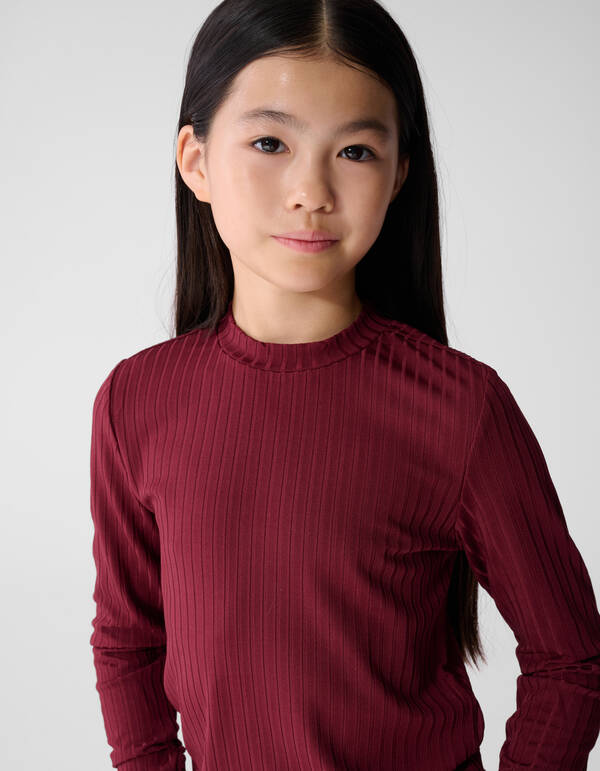 Soft Puff Rib Langarmshirt Dunkelrot SHOEBY GIRLS