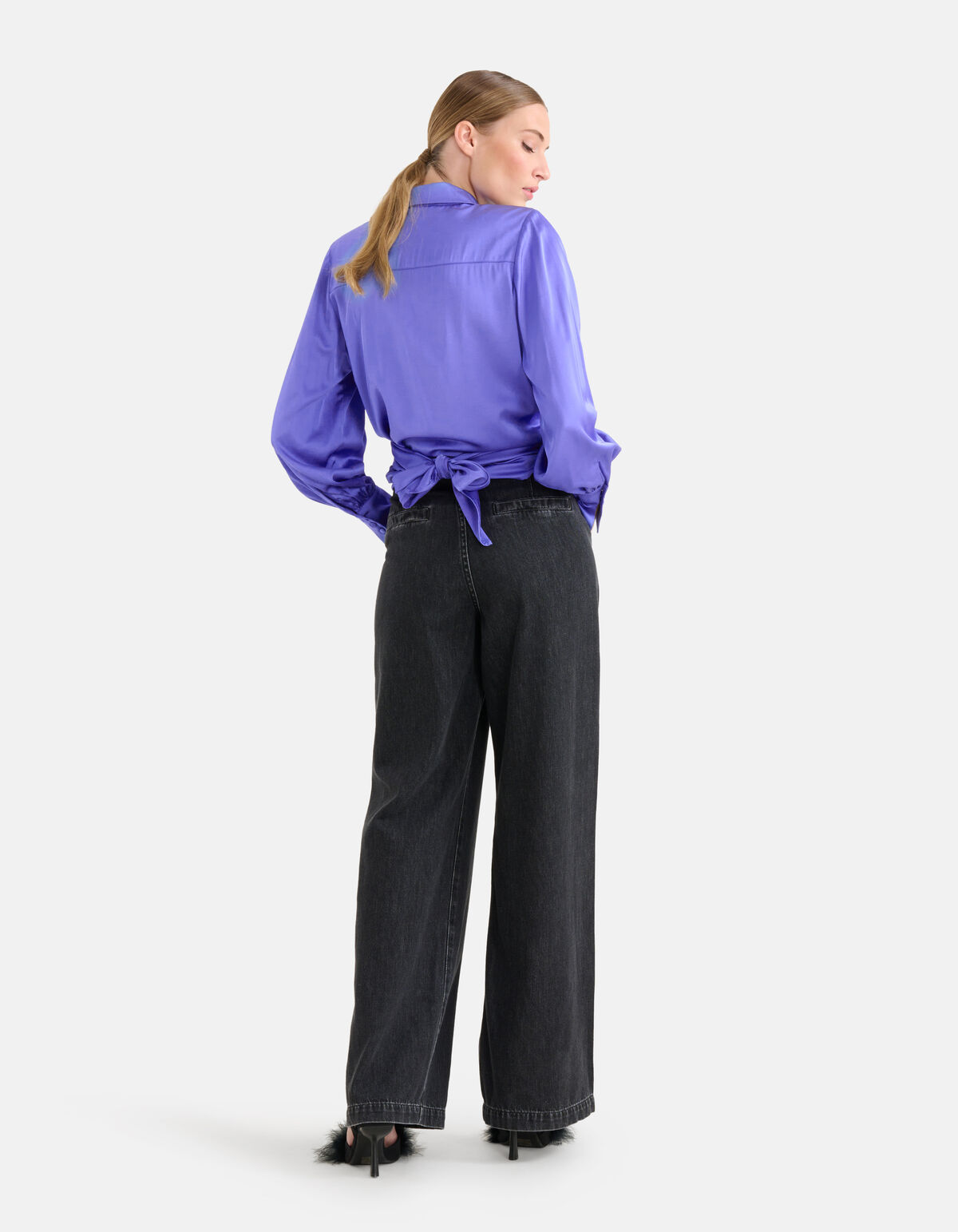 Strass Jeans mit weitem Bein Dunkelgrau L32 von Mi SHOEBY WOMEN