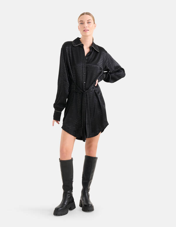 Jacquard Print Kleid Schwarz SHOEBY WOMEN