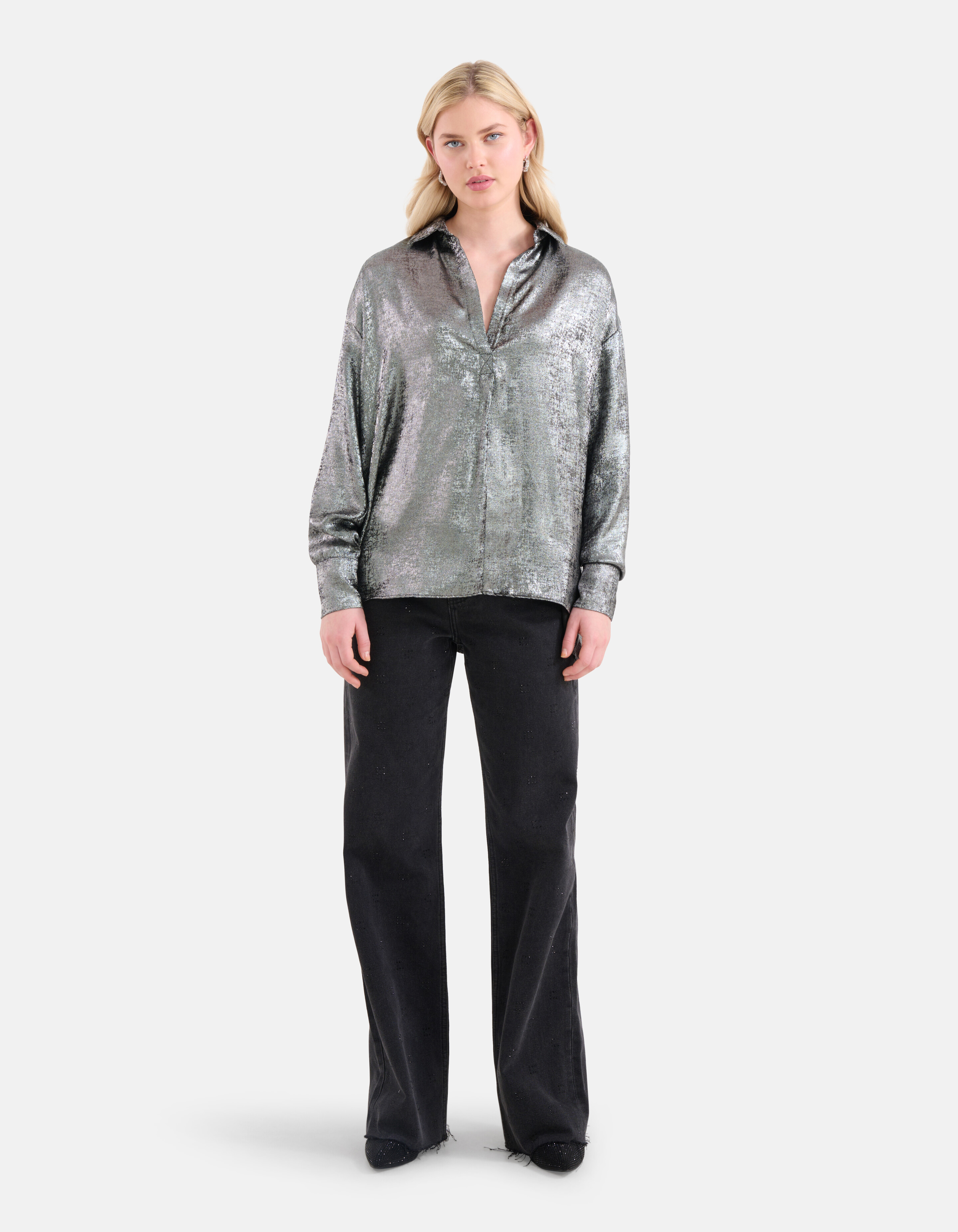Metallic-Bluse Schwarz SHOEBY WOMEN