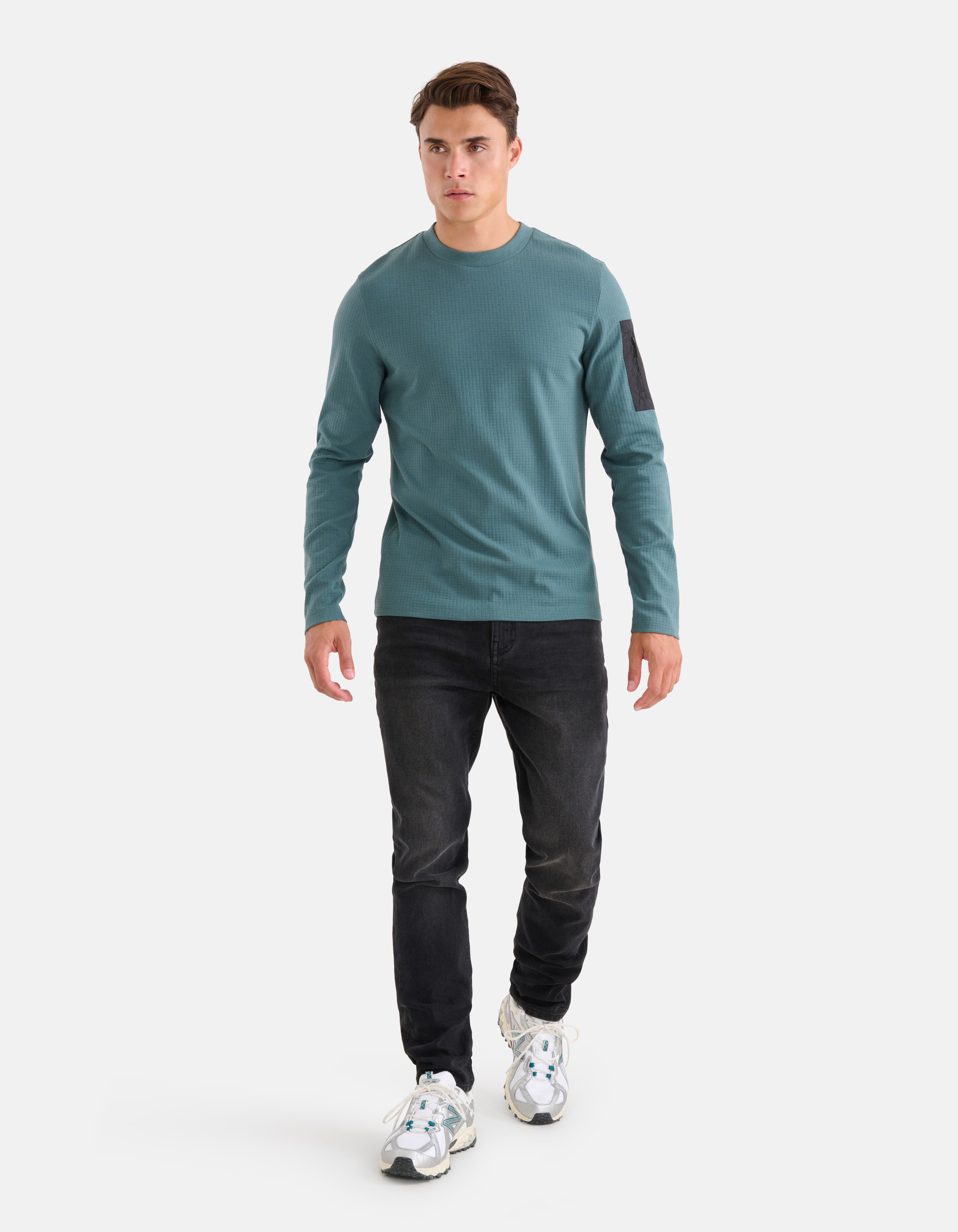 Jersey Textur Longsleeve Blau SHOEBY MEN