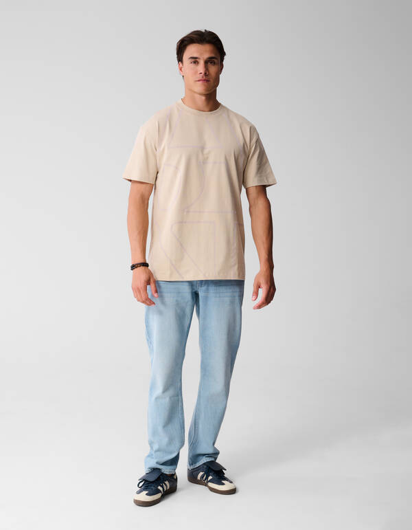 Flock Line Kunstwerk T-shirt Zand SHOEBY MEN