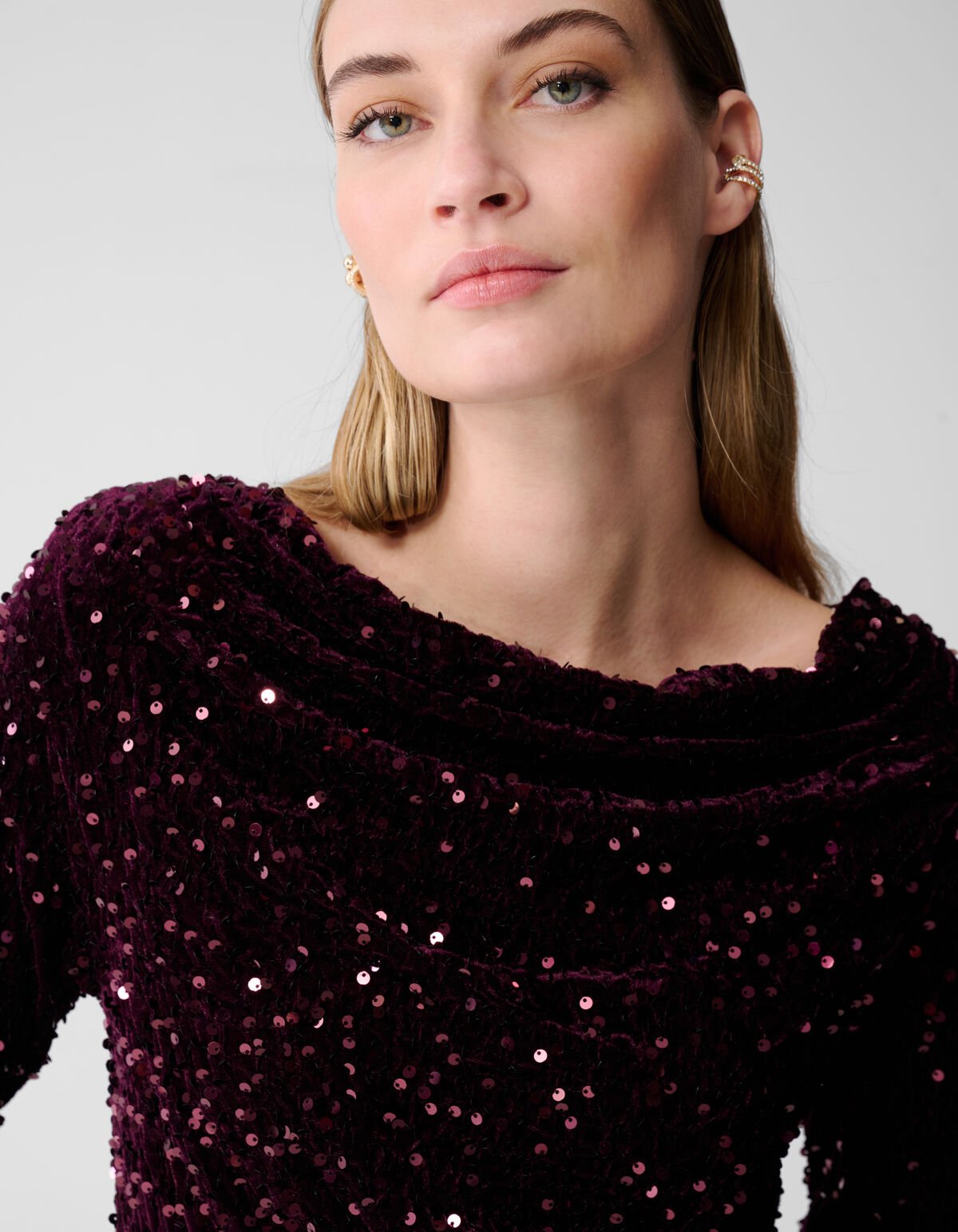 Pailletten-Wasserfall-Top Lila SHOEBY WOMEN