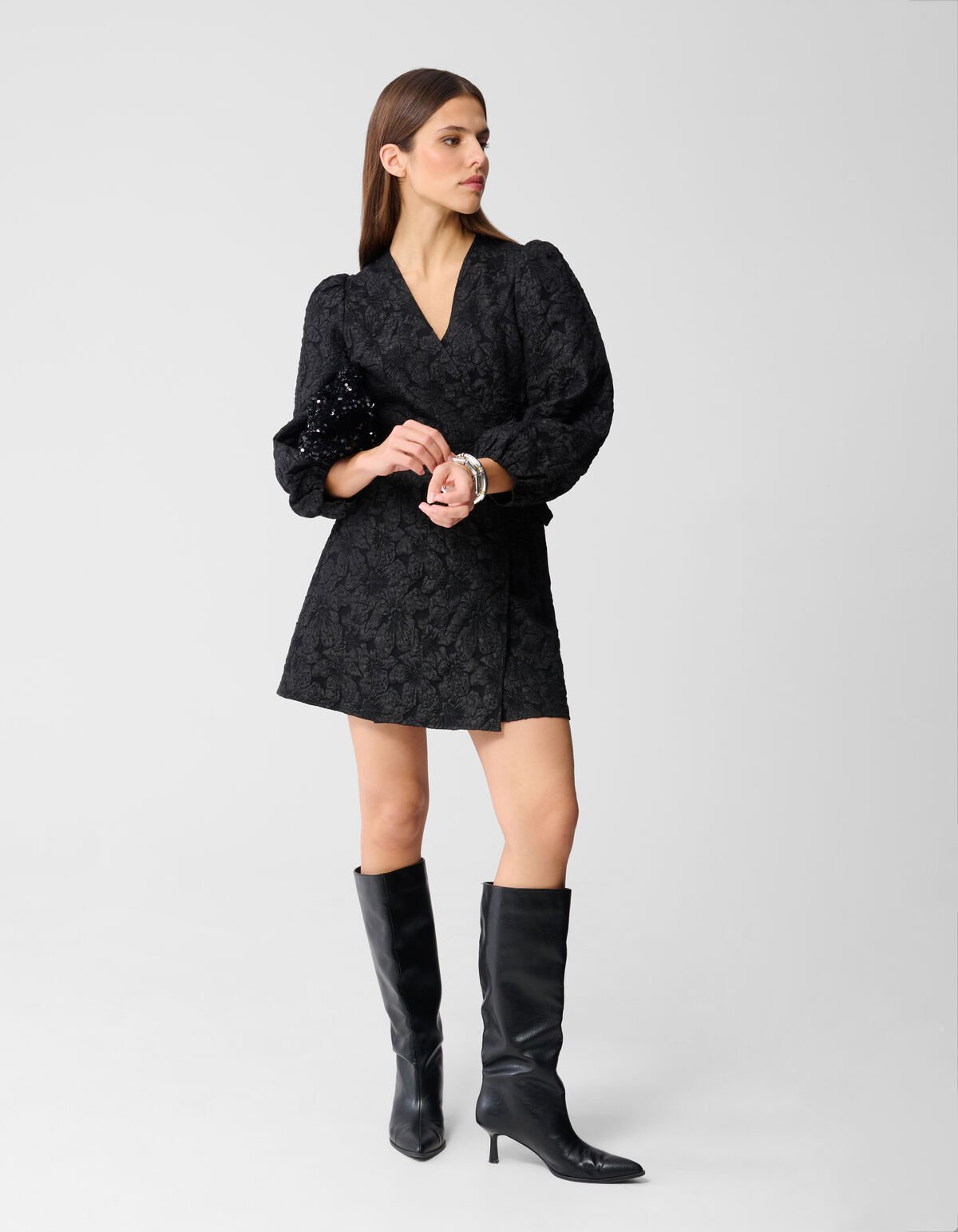 Jacquard-Wickel-Minikleid Schwarz SHOEBY WOMEN