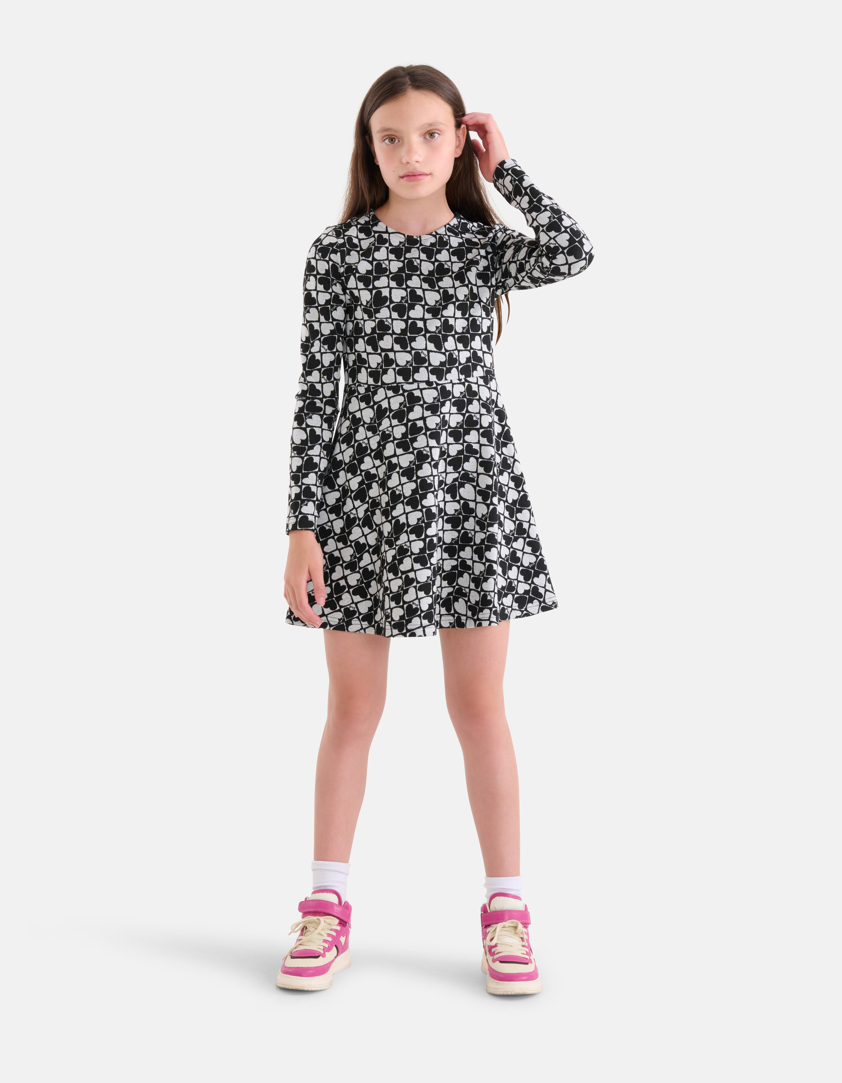 Bedrucktes Kleid Grau/Schwarz SHOEBY GIRLS