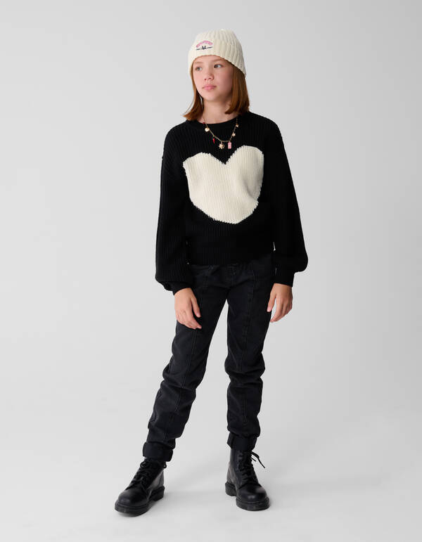 Pullover mit großem Herz SCHWARZ SHOEBY GIRLS