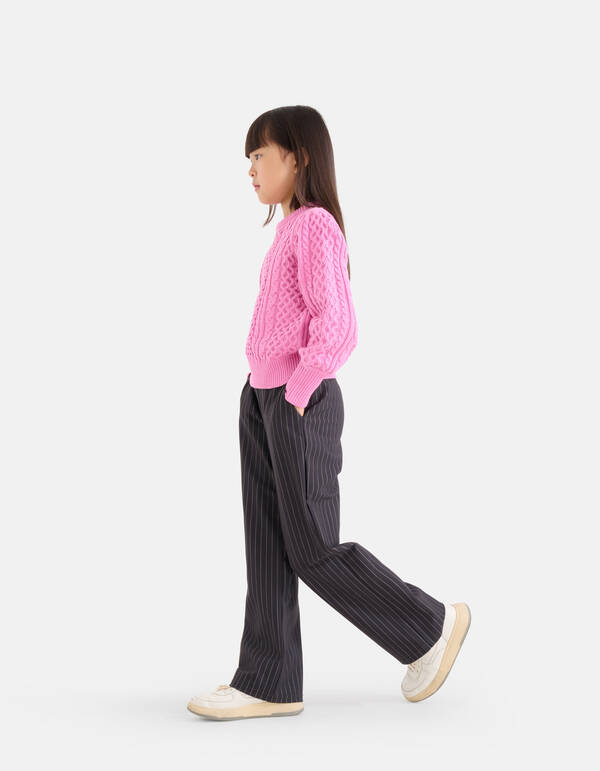 Nadelstreifen-Hose mit weitem Bein Dunkelgrau SHOEBY GIRLS