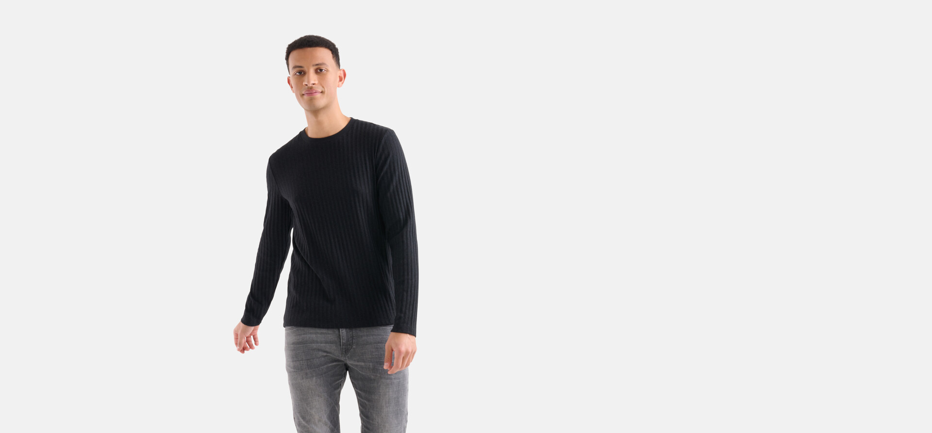 Rippen-T-Shirt Schwarz SHOEBY MEN