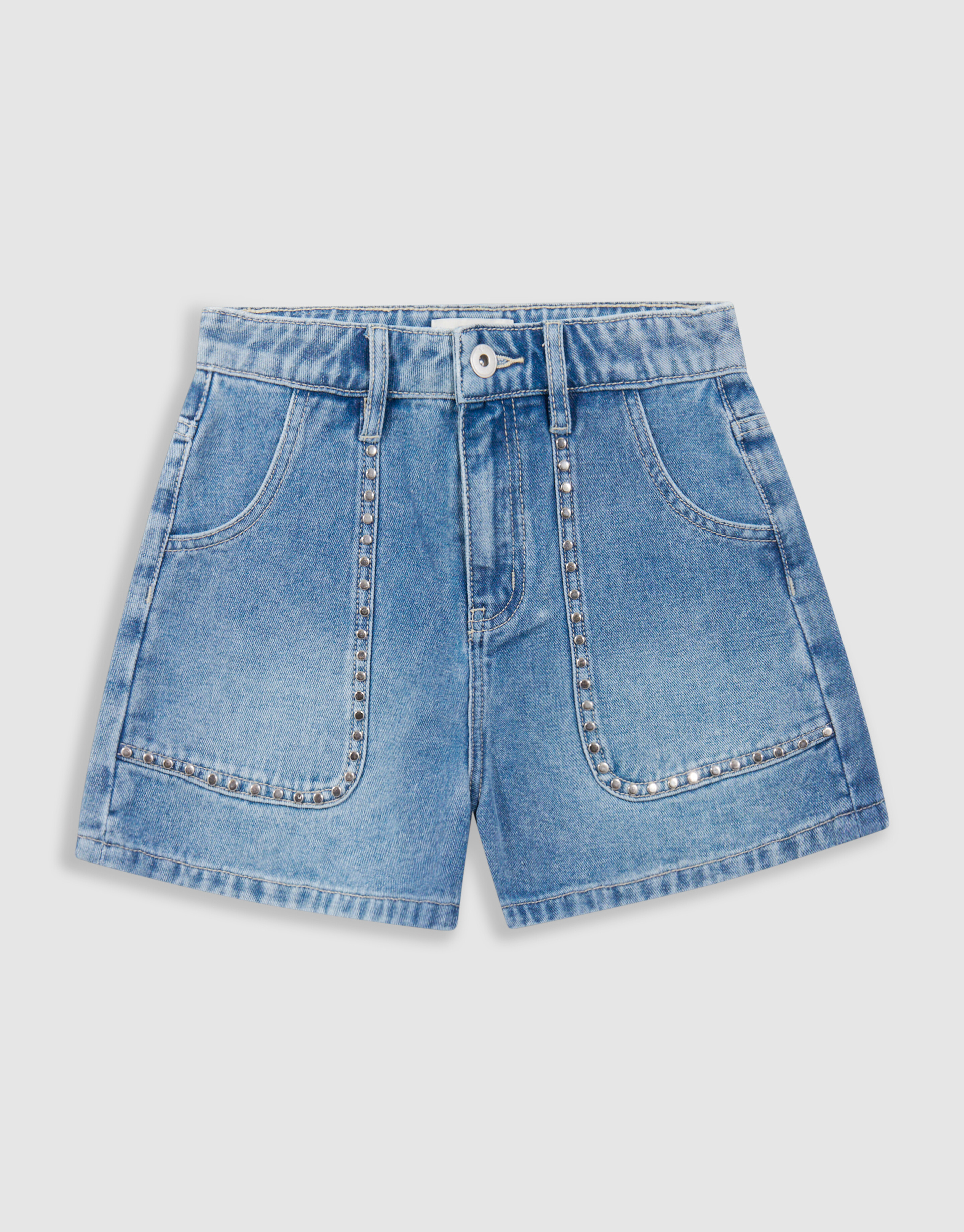 Denim-Shorts mit Nieten Blau SHOEBY GIRLS