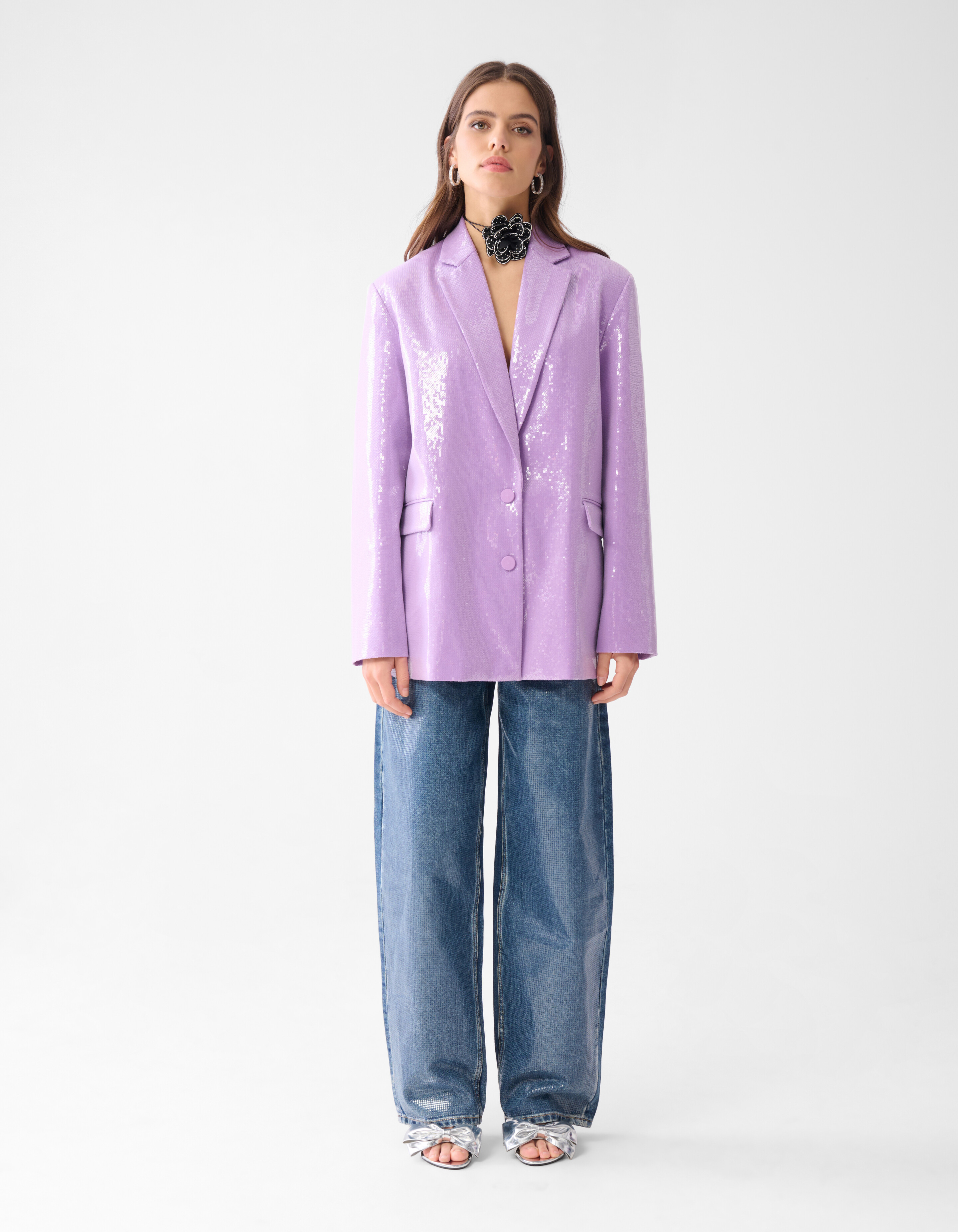 Übergroßer Pailletten-Blazer Hellviolett SHOEBY WOMEN