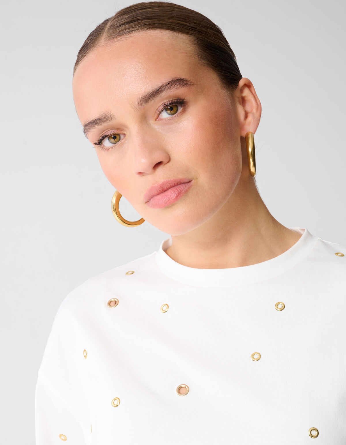 Oversized T-Shirt mit &Ouml;sen Wei&szlig; SHOEBY WOMEN