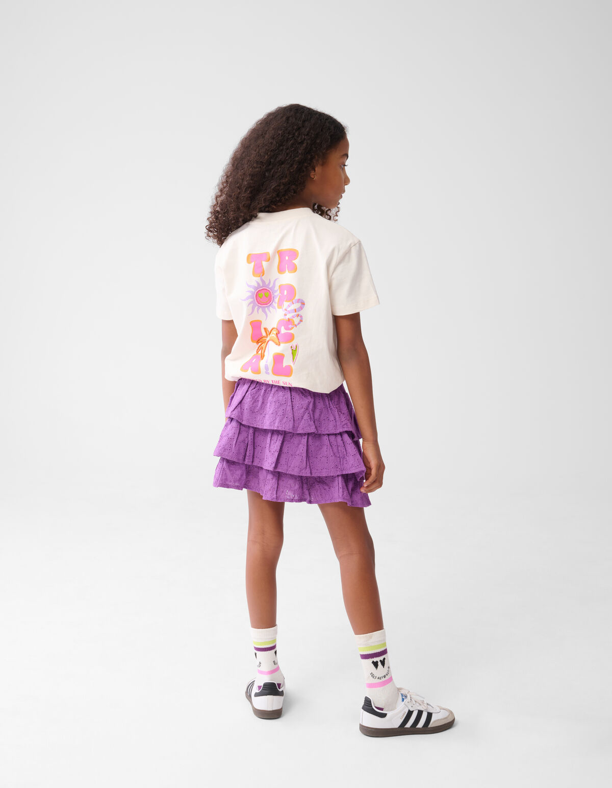 Tropical Artwork T-Shirt Offbroken White SHOEBY GIRLS