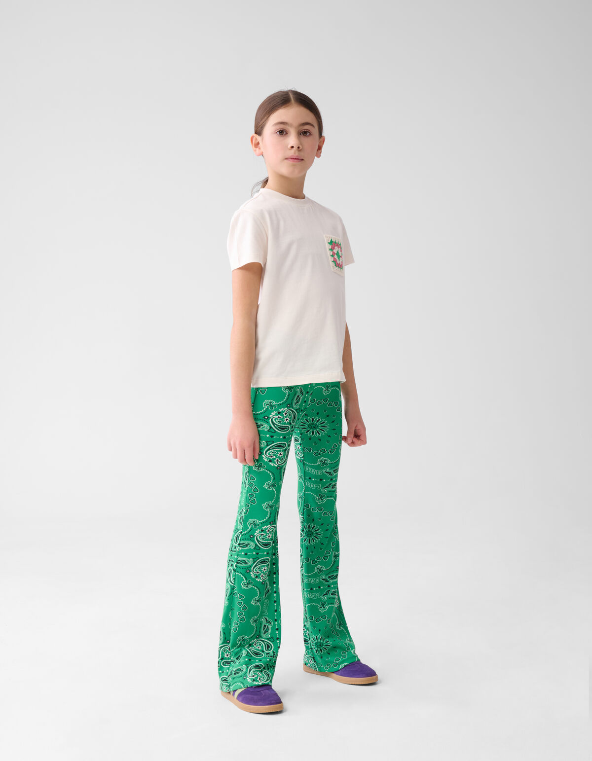 Bedruckte ausgestellte Rippen-Leggings Grün SHOEBY GIRLS