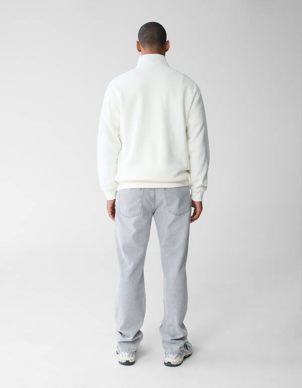 Pullover mit halbem Reißverschluss in Off White SHOEBY MEN