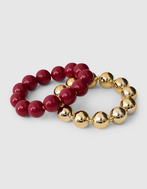 Perlenarmband-Set Dunkelrot SHOEBY ACCESSOIRES
