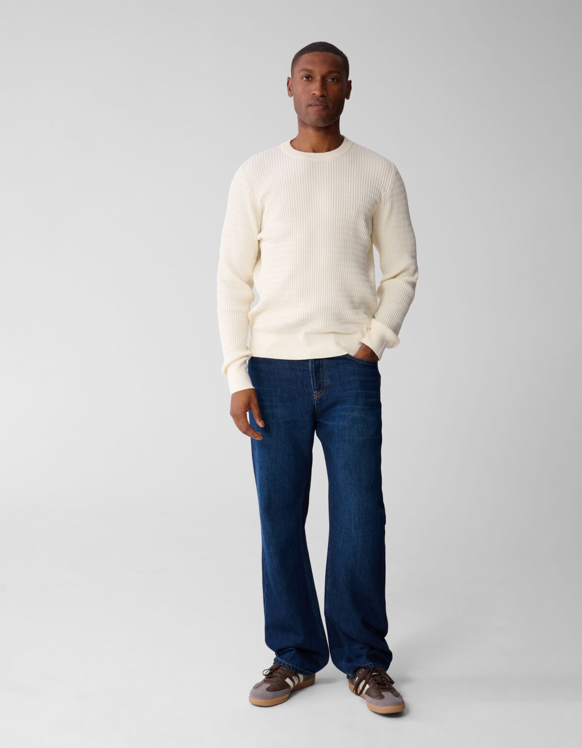 Strukturpullover gebrochenes Weiß SHOEBY MEN