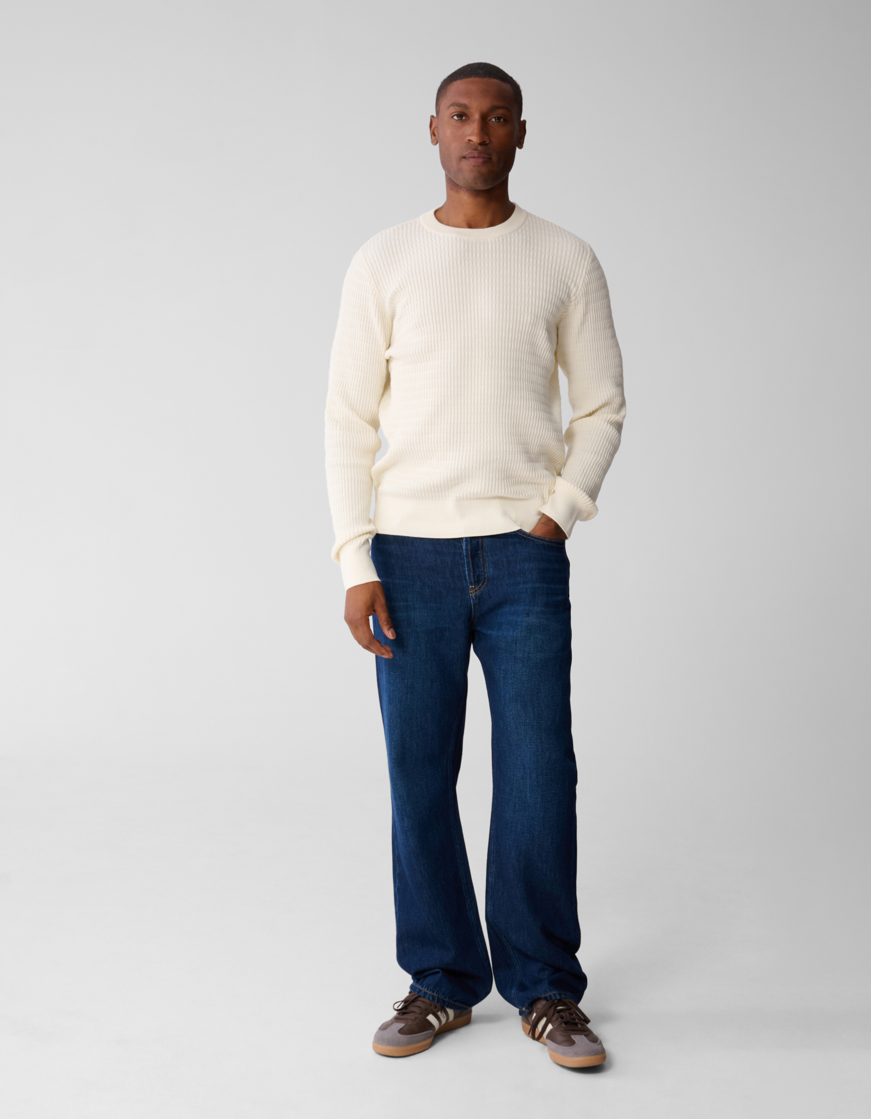 Strukturpullover gebrochenes Weiß SHOEBY MEN