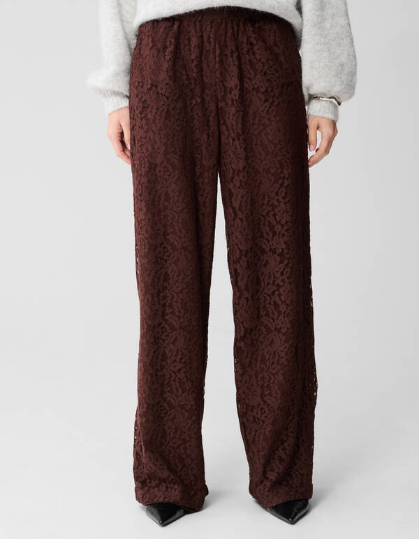 Braune Spitzenhose mit weitem Bein SHOEBY WOMEN