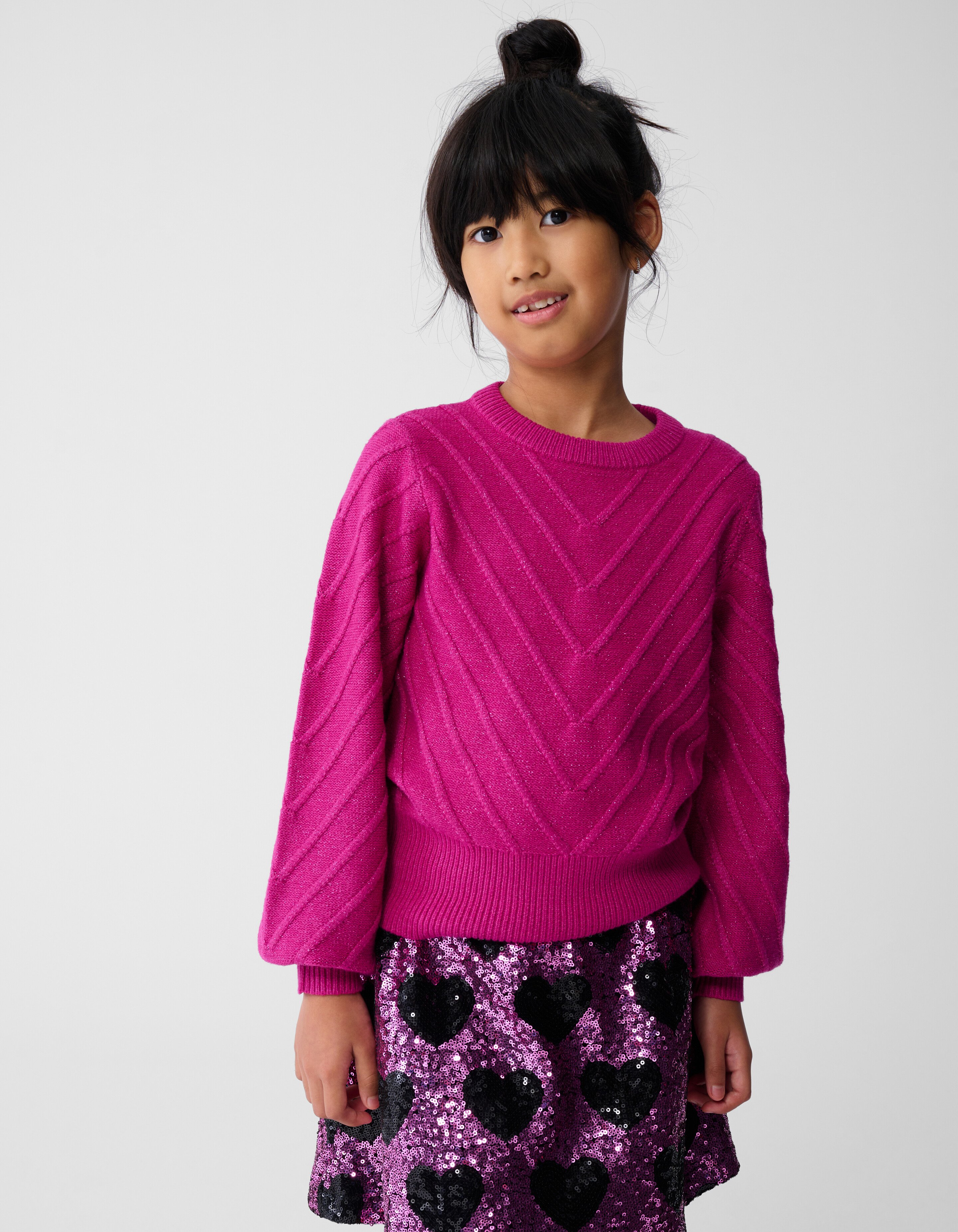 Glitzer-Strickpullover Dunkelrosa SHOEBY GIRLS