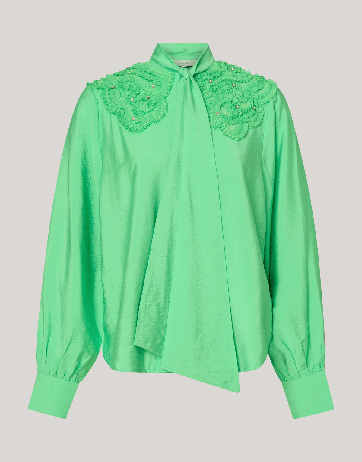 Schleife Strass Bluse Gr&uuml;n SHOEBY WOMEN