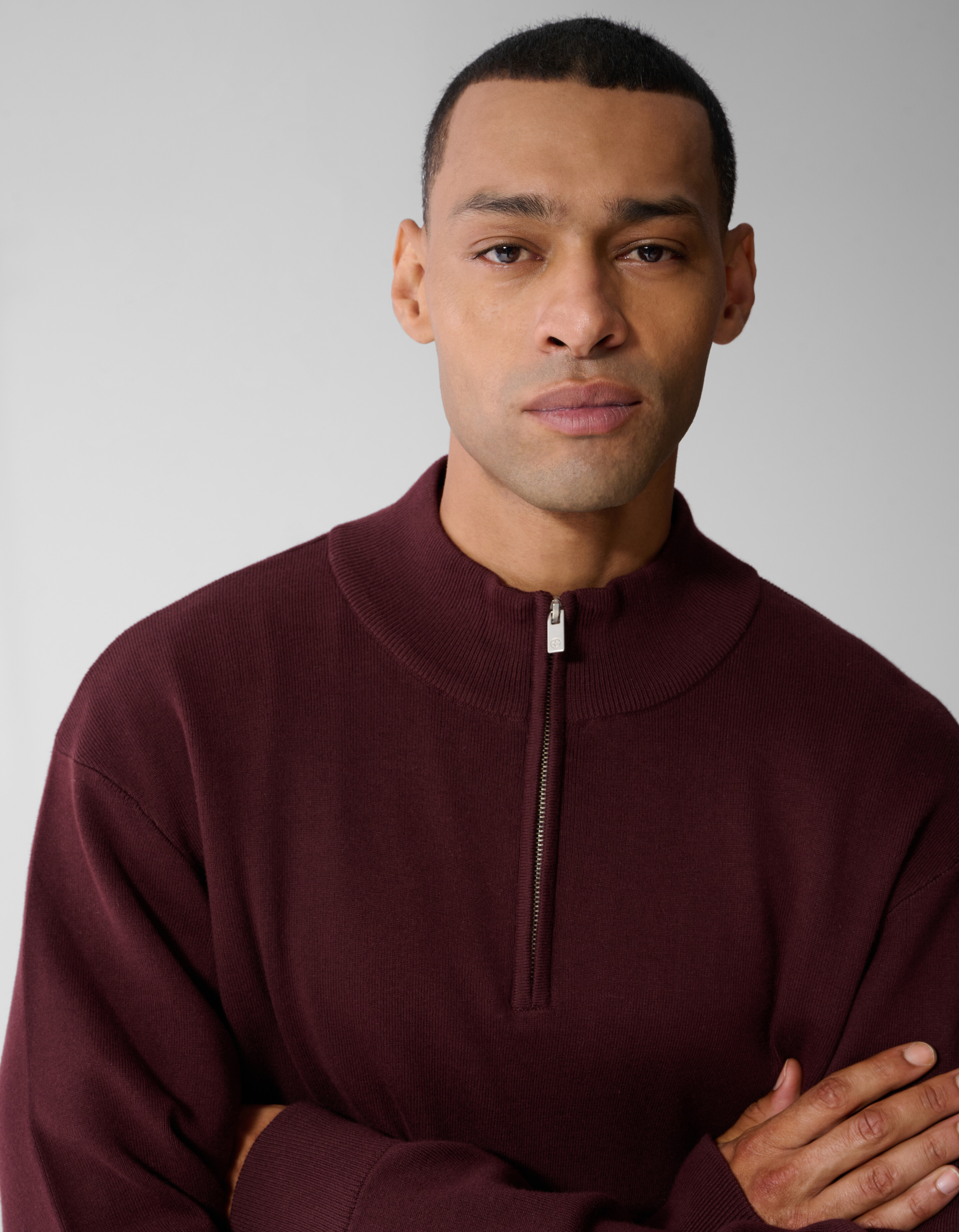 Turtle Half Zip Strickpullover Dunkelrot SHOEBY MEN