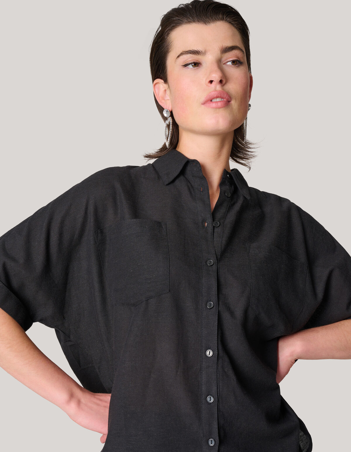 Linnen Blouse Zwart SHOEBY WOMEN