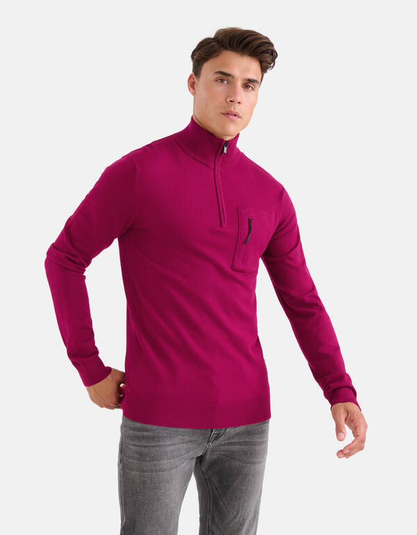 Rollkragenpullover mit Rei&szlig;verschluss Bordeaux SHOEBY MEN