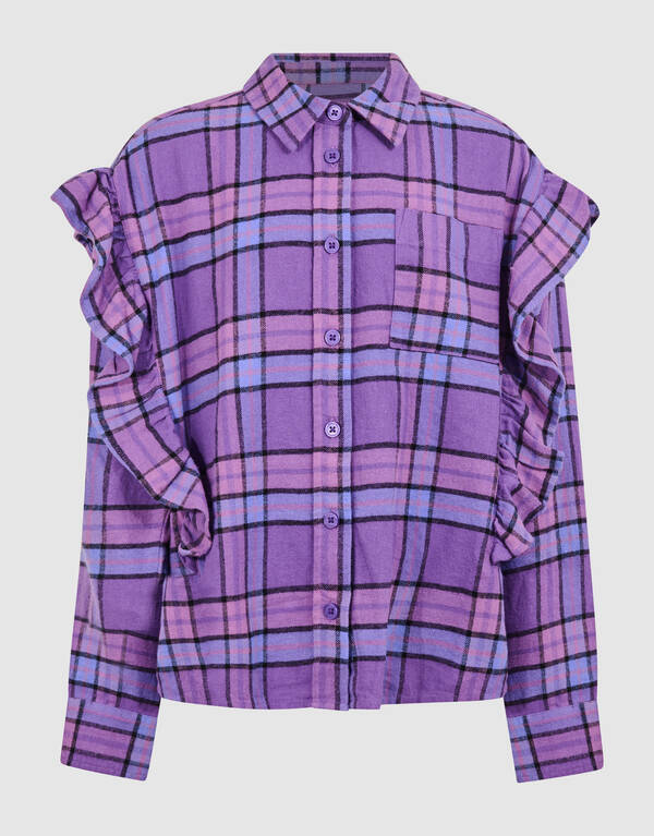 Rüschenbluse mit Karomuster lila SHOEBY GIRLS