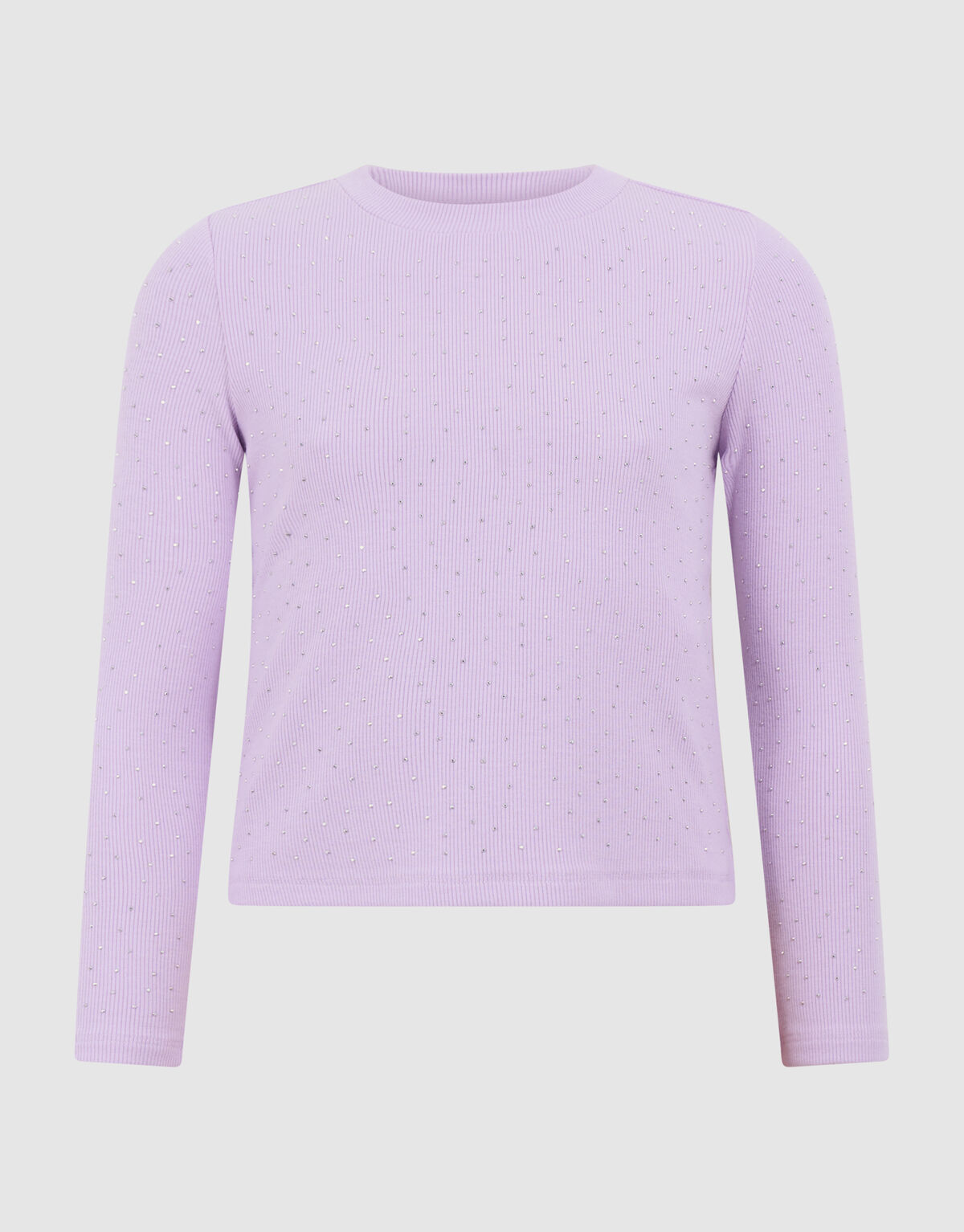 Strass-Ripp-Langarm-Top Hellviolette SHOEBY GIRLS