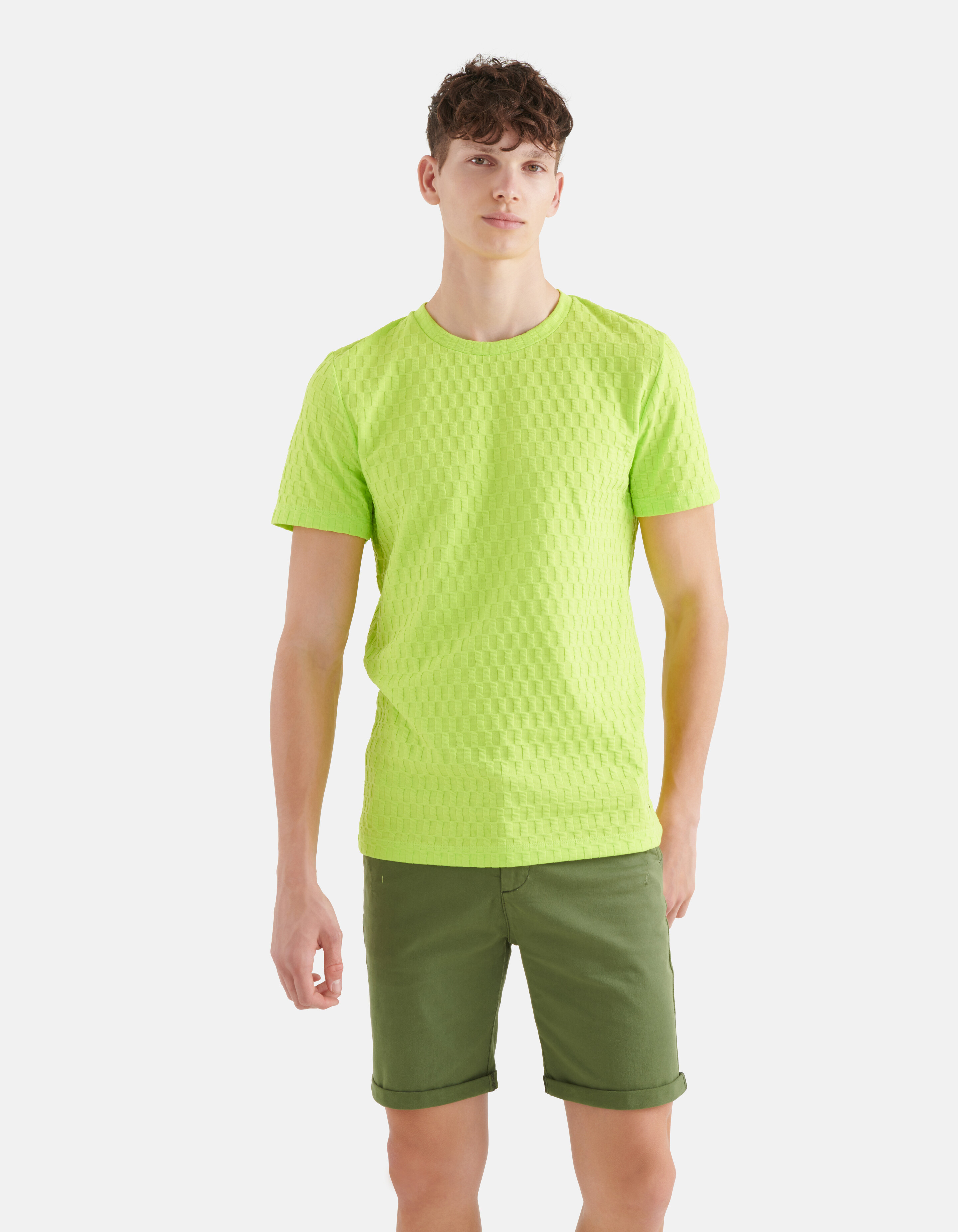 Jacquard-Streifen-T-Shirt Grün SHOEBY MEN