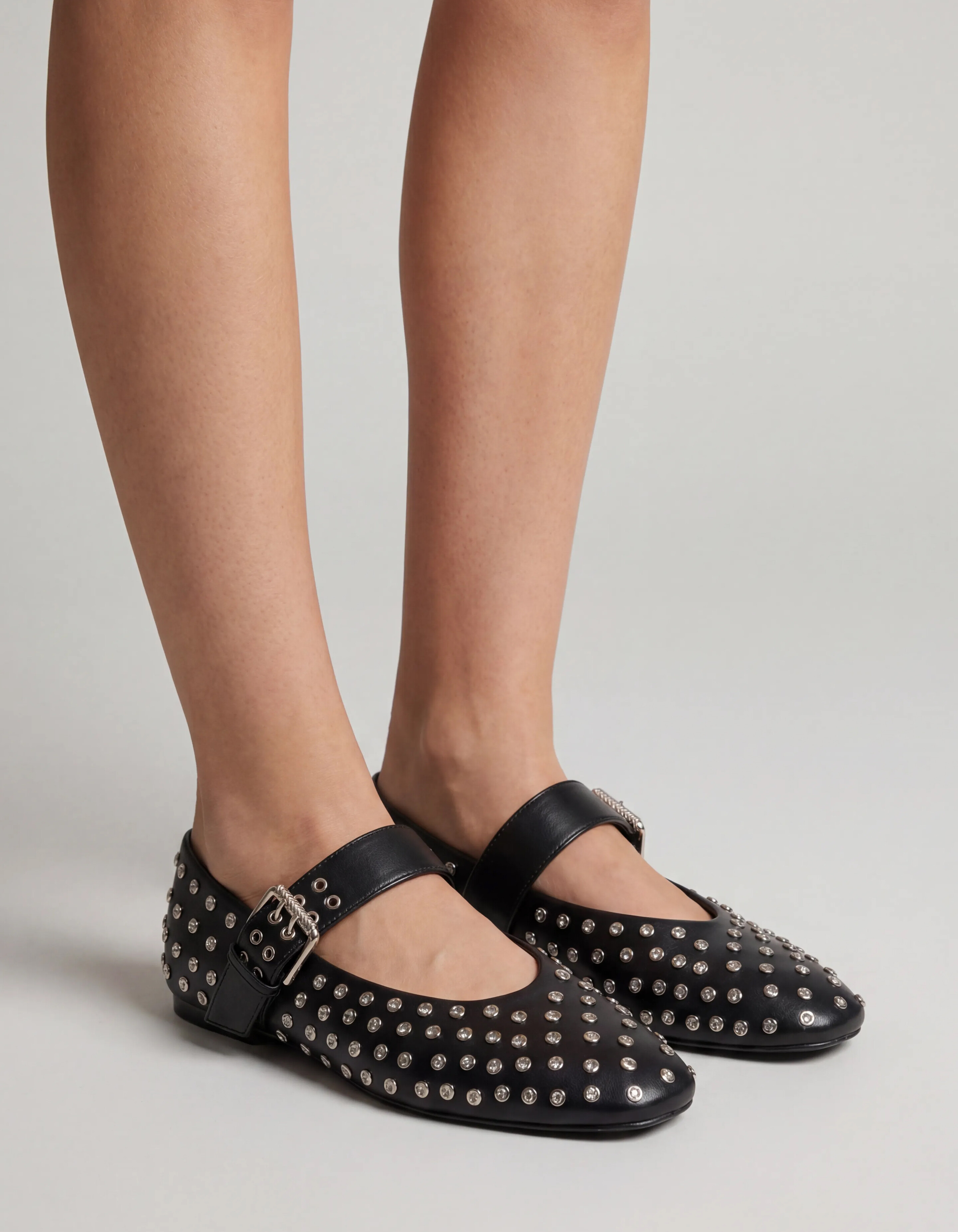 Strass-Nieten Ballerinas Schwarz SHOEBY SHOES