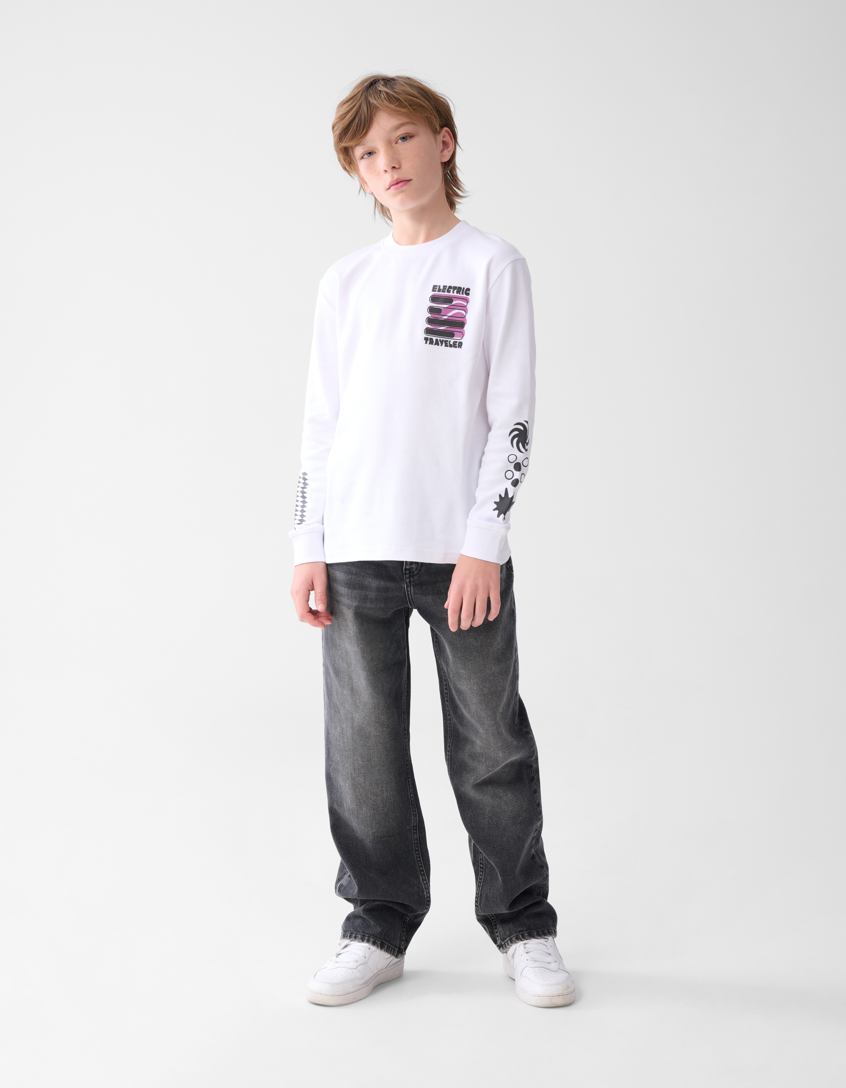 Artwork Langarm-T-Shirt Off White SHOEBY BOYS