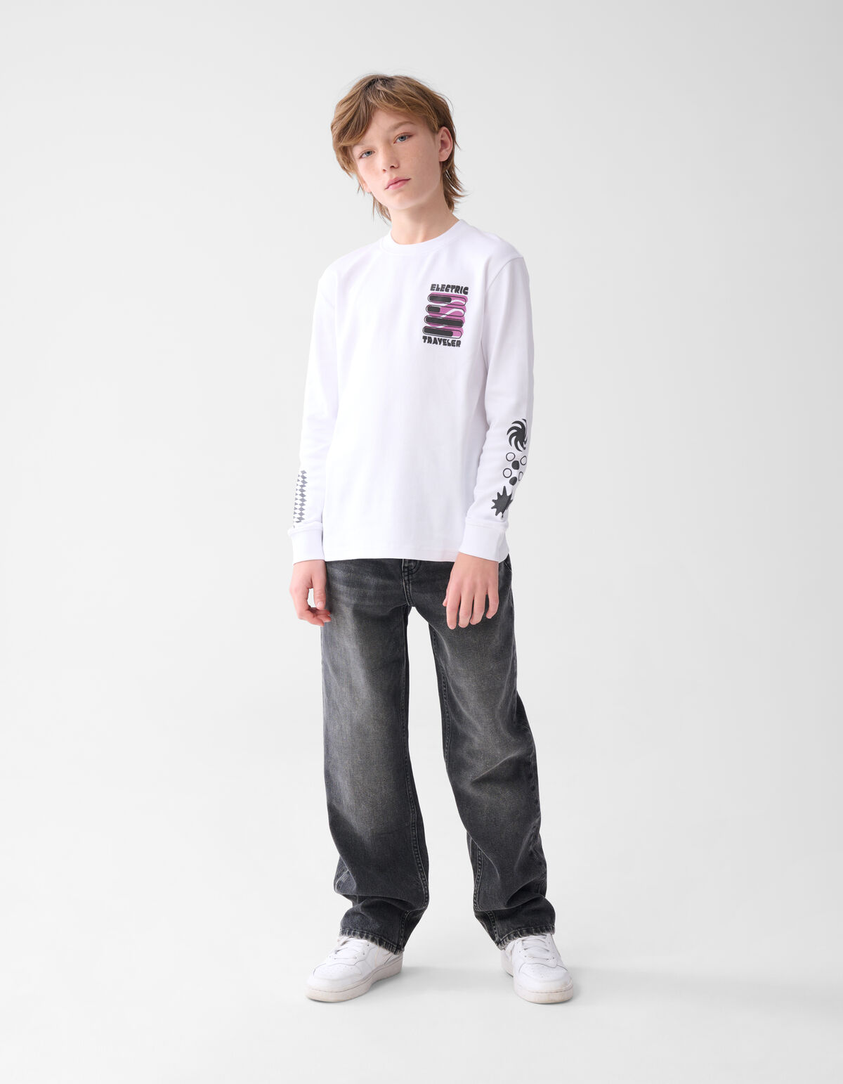 Artwork Langarm-T-Shirt Off White SHOEBY BOYS