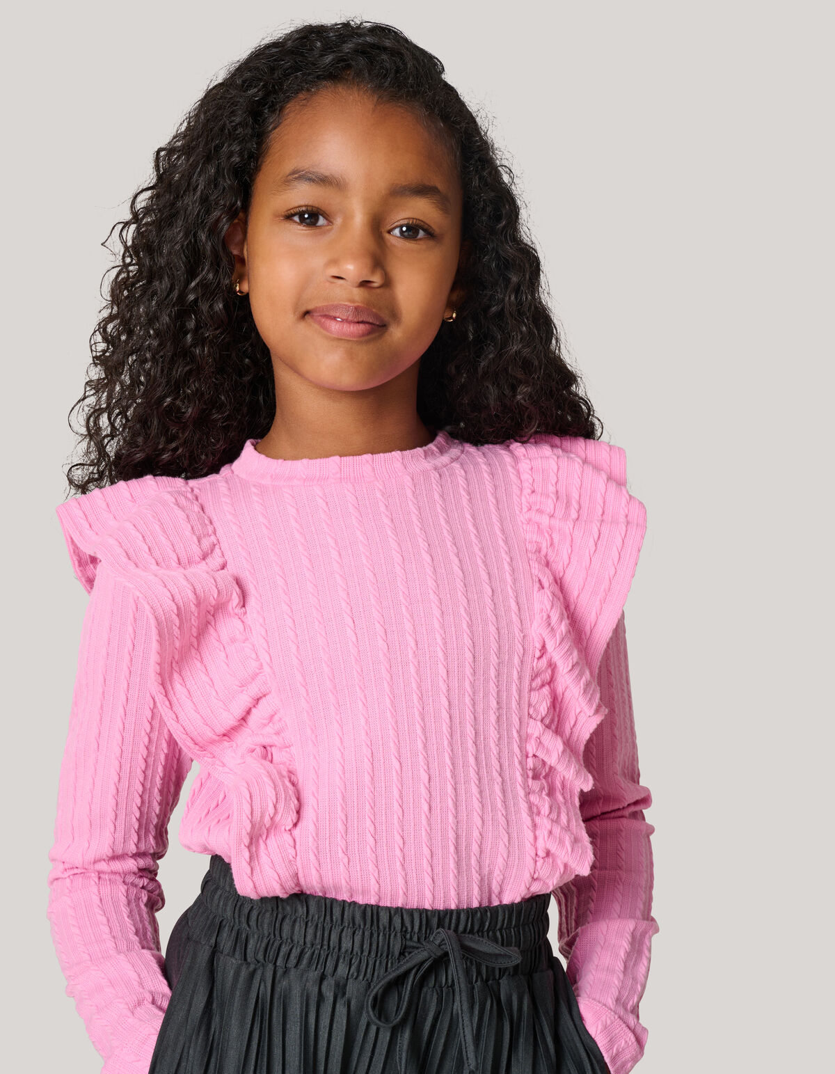 Kabel-R&uuml;schen-Top Rosa SHOEBY GIRLS