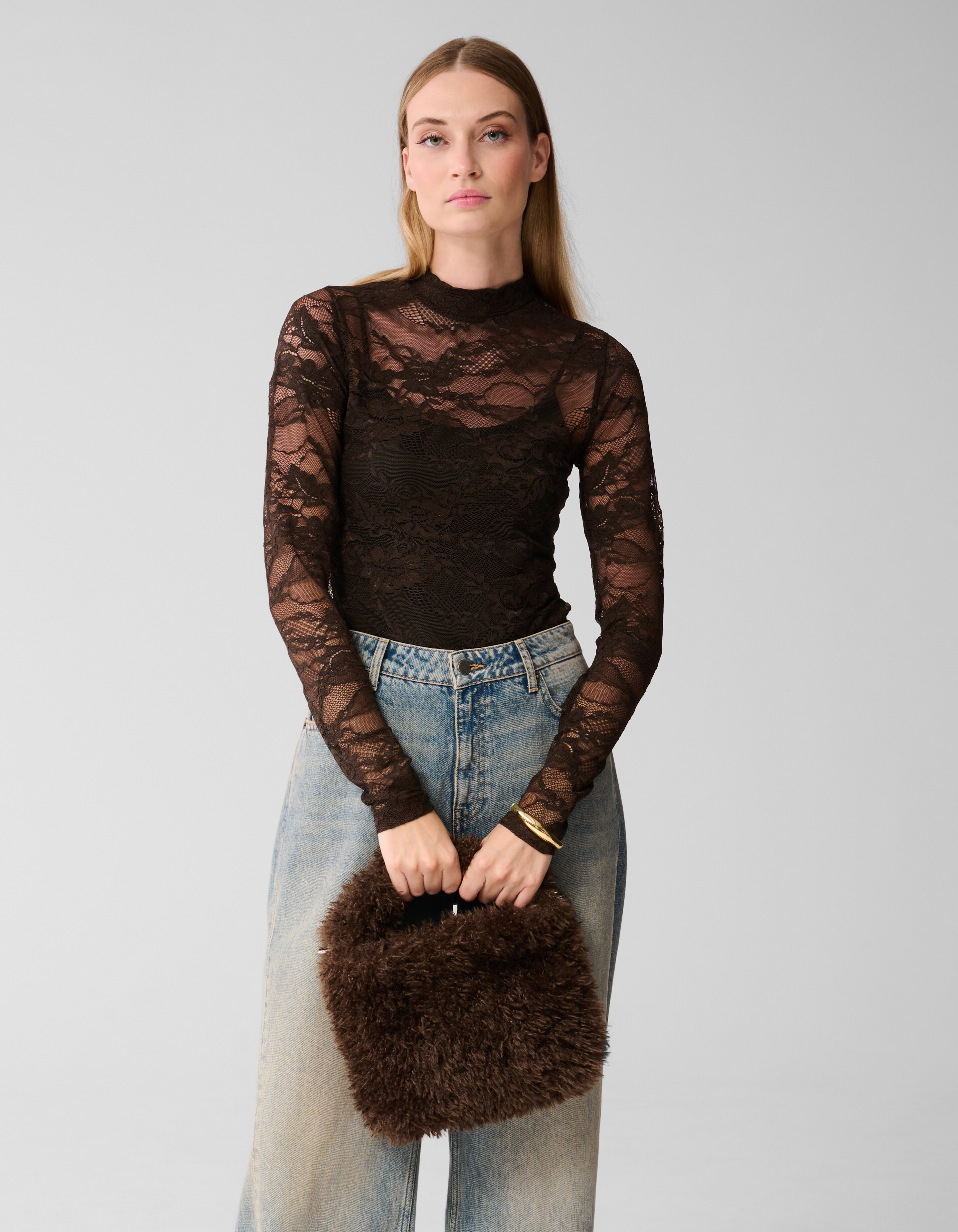 Fluffy Fur Tasche Dunkelbraun SHOEBY ACCESSOIRES