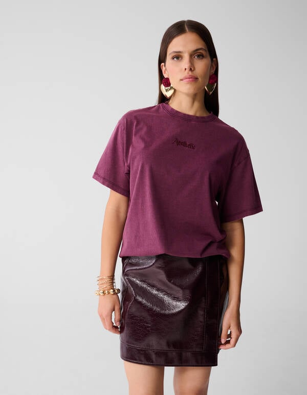 Übergroßes gewaschenes T-shirt Donkerrood SHOEBY WOMEN