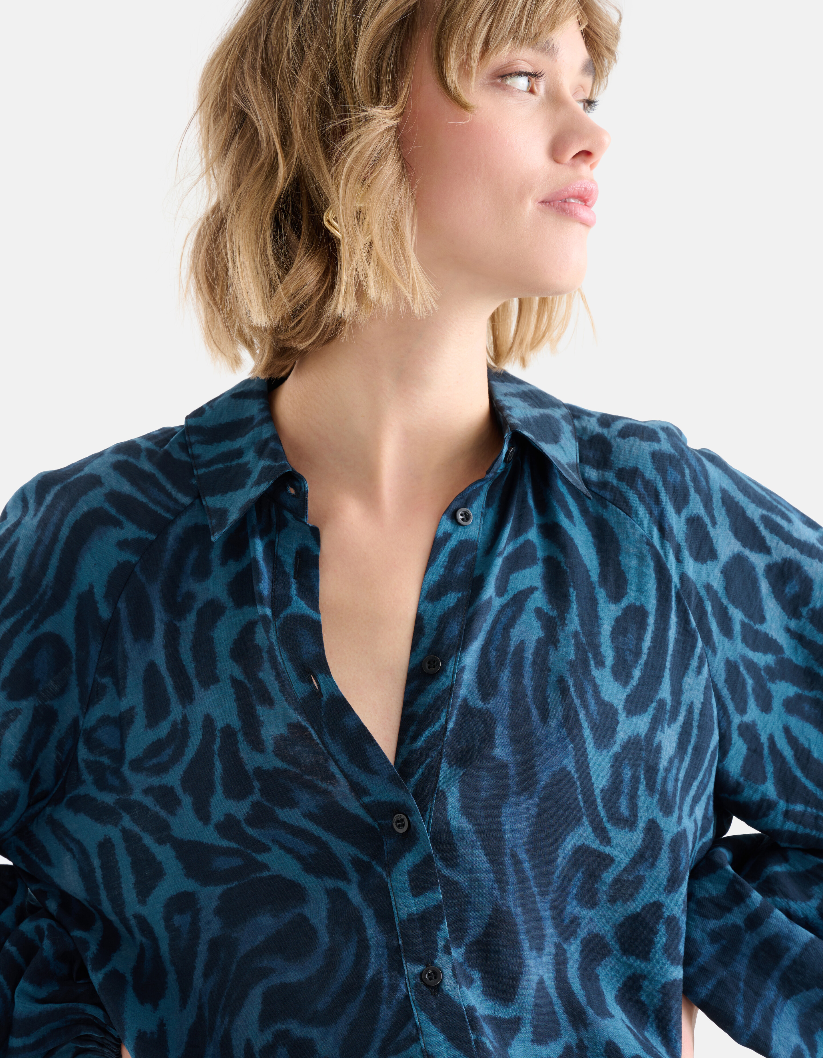 Bluse mit Leopardenmuster Blau SHOEBY WOMEN