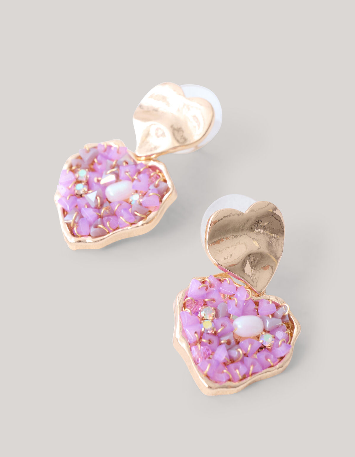 Perlenohrringe Herz Rosa SHOEBY ACCESSOIRES