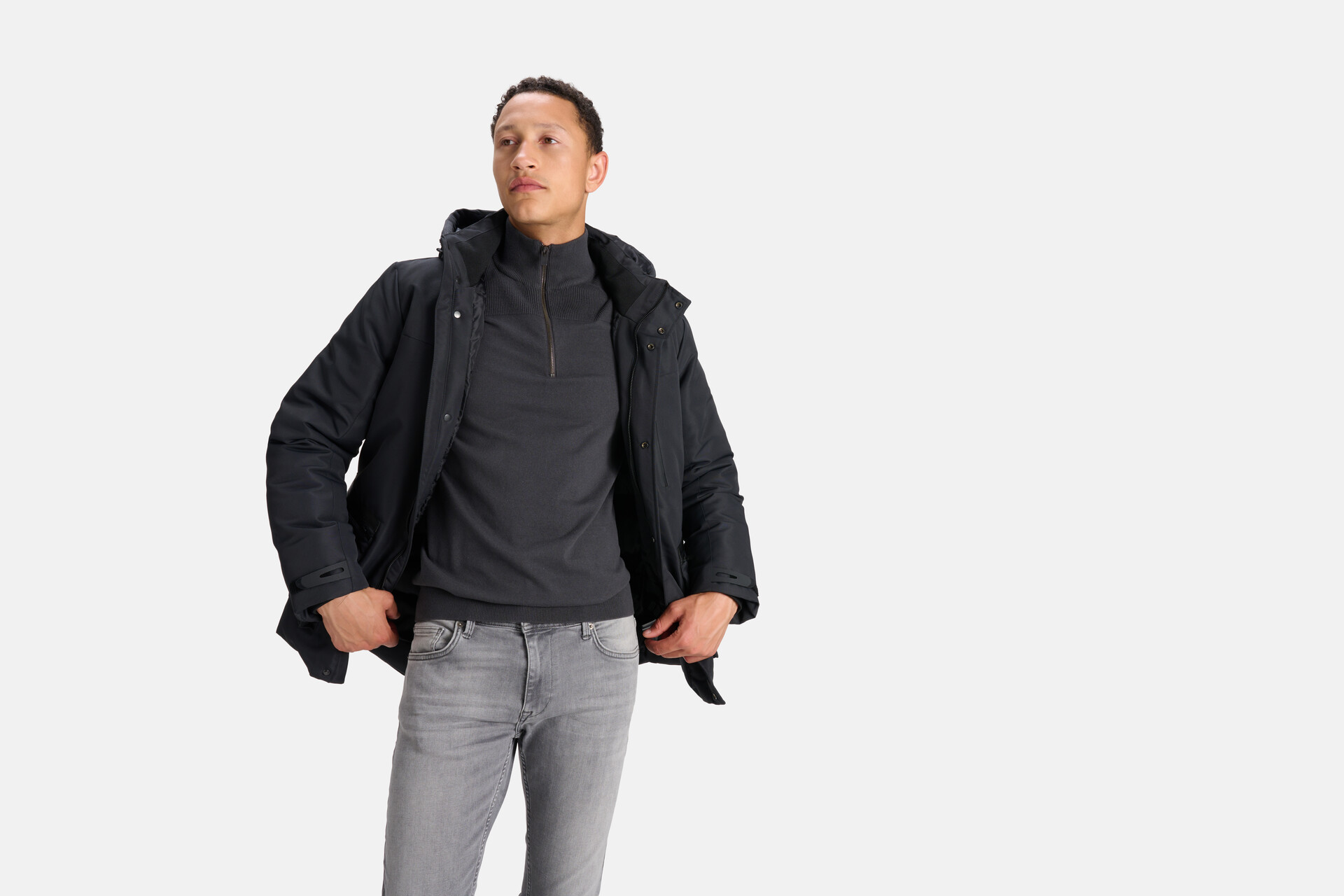 Dunkelgraue Parka-Jacke SHOEBY MEN