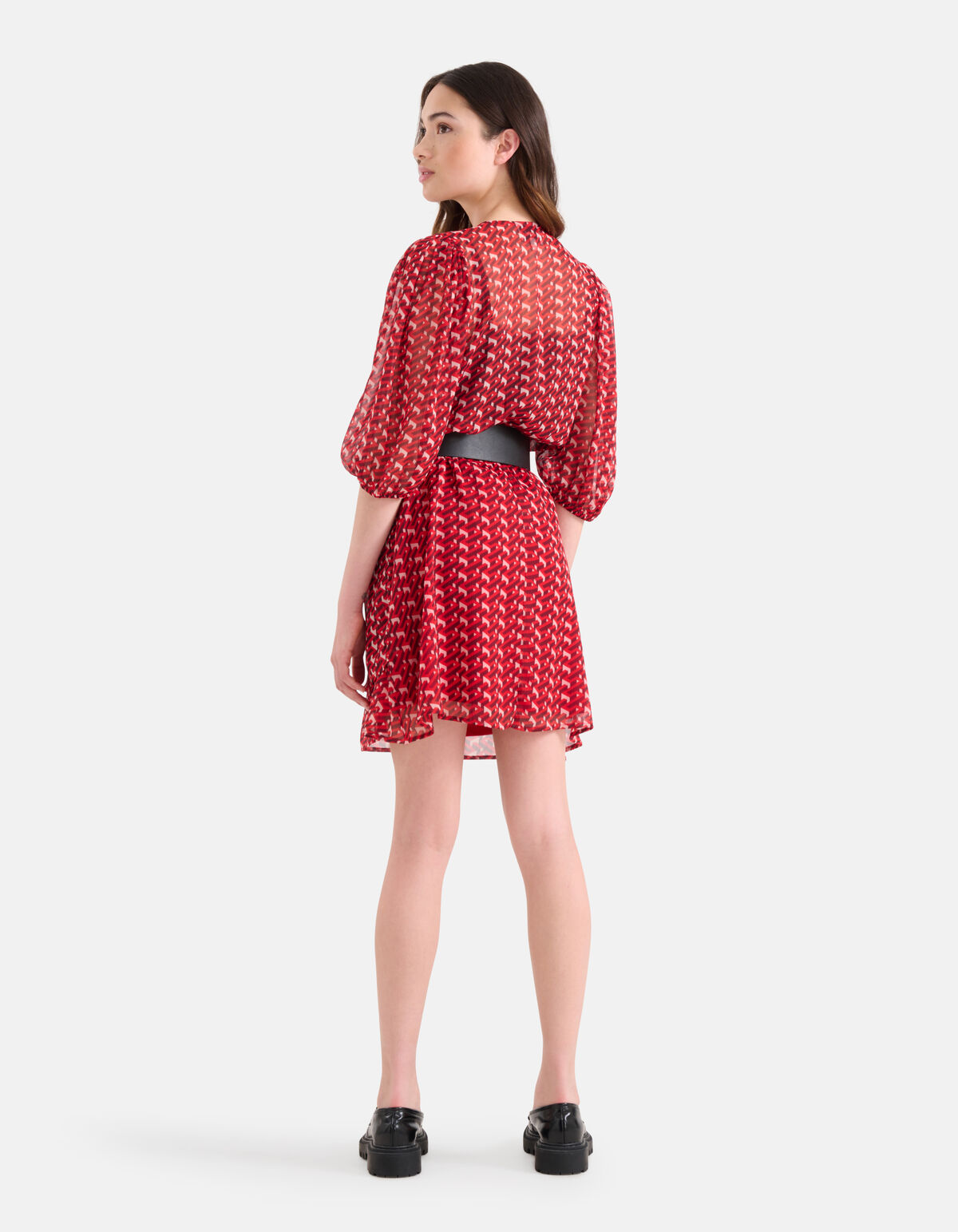 Retro Chiffon Jurk Rood SHOEBY WOMEN