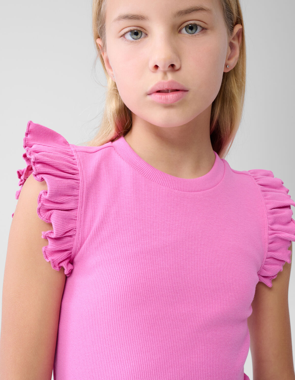 Ruffle Rib Top Rosa SHOEBY GIRLS