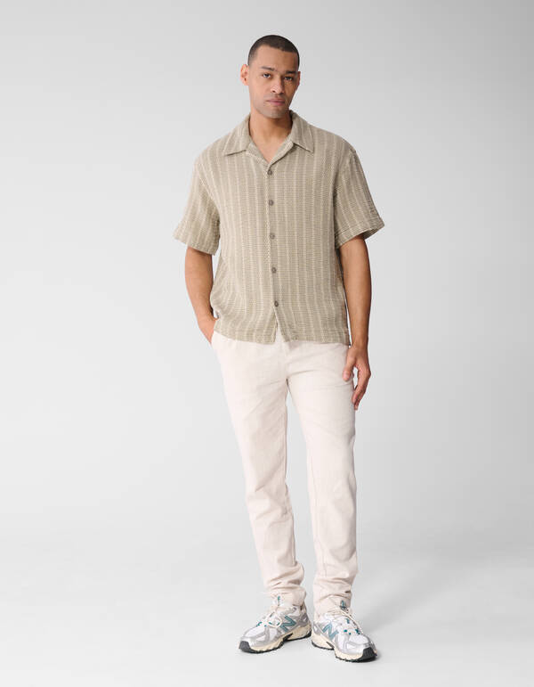 Gewebtes Streifen-Overshirt Hellgr&uuml;n SHOEBY MEN